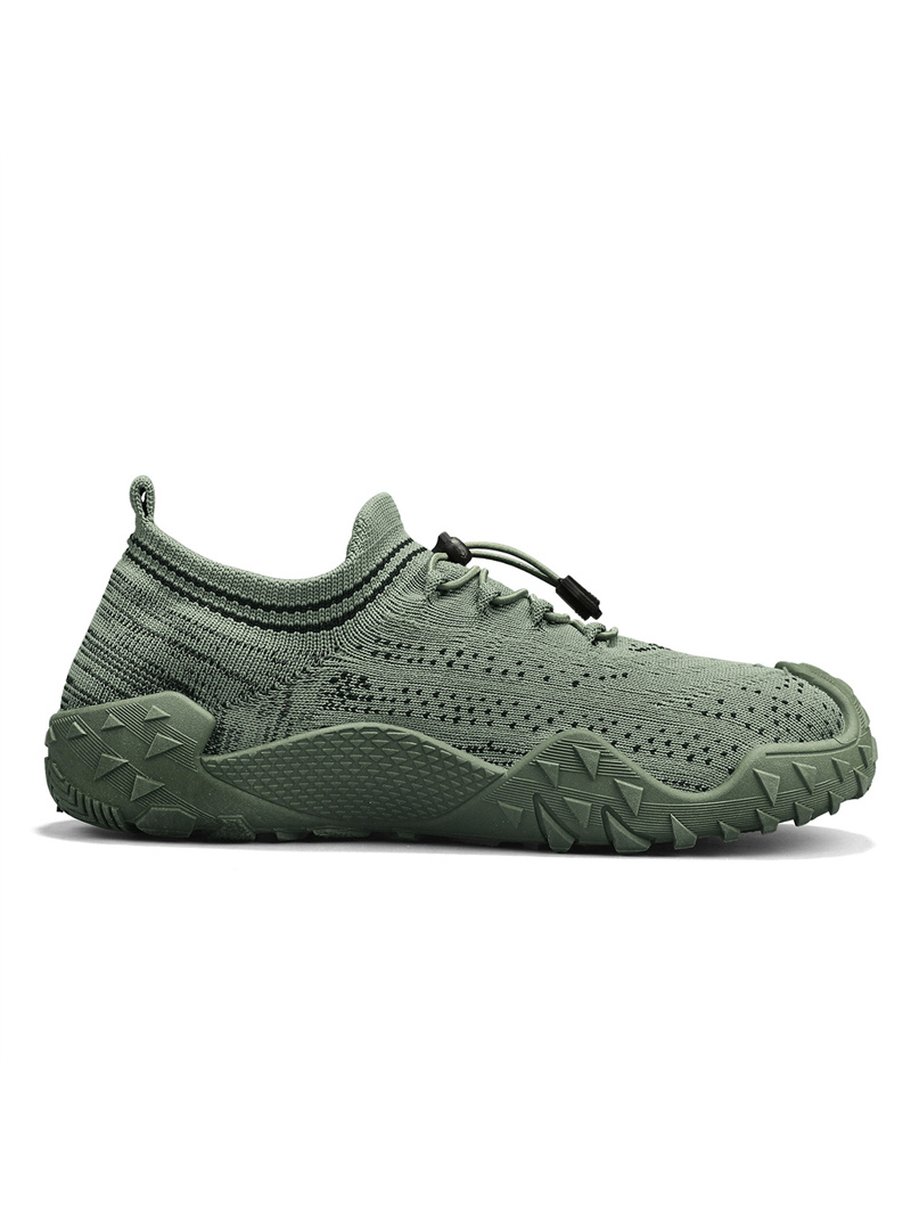 Mens Agile Green Knit Sneakers with Adjustable Laces