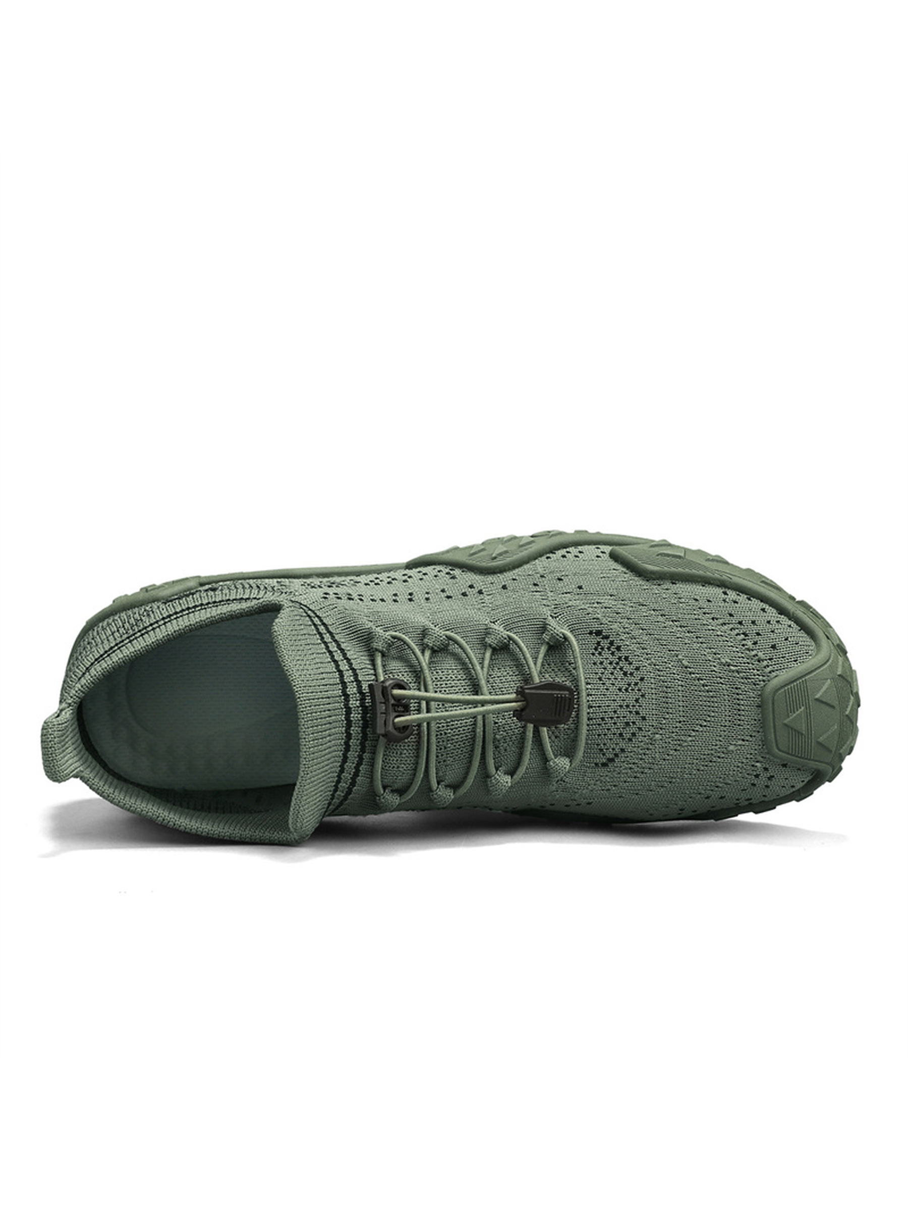 Mens Agile Green Knit Sneakers with Adjustable Laces