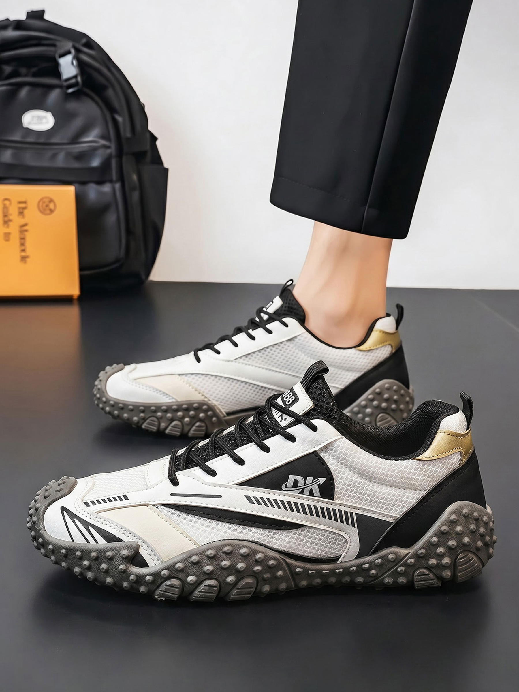 Mens White Breathable Sporty Sneakers