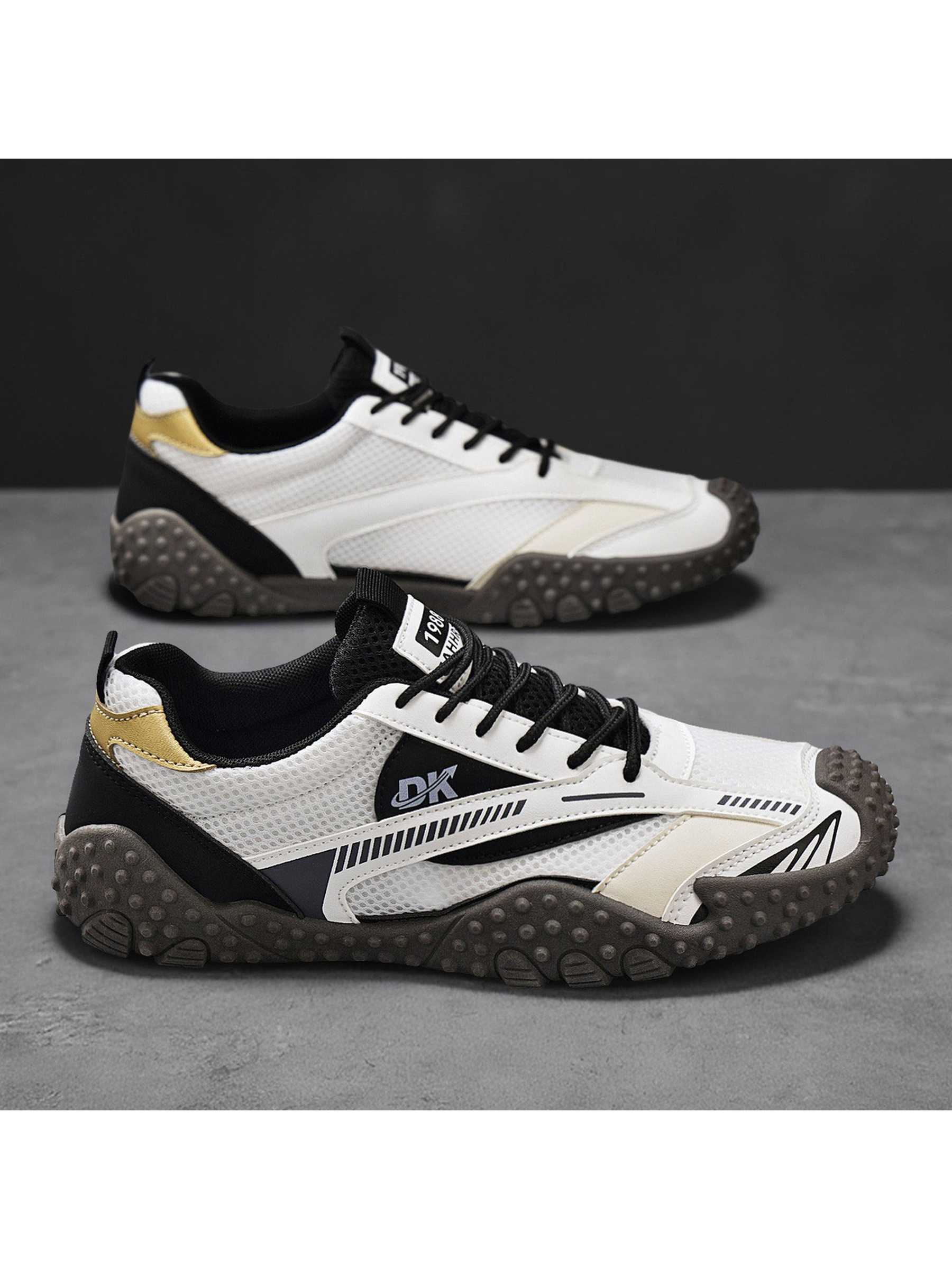 Mens White Breathable Sporty Sneakers
