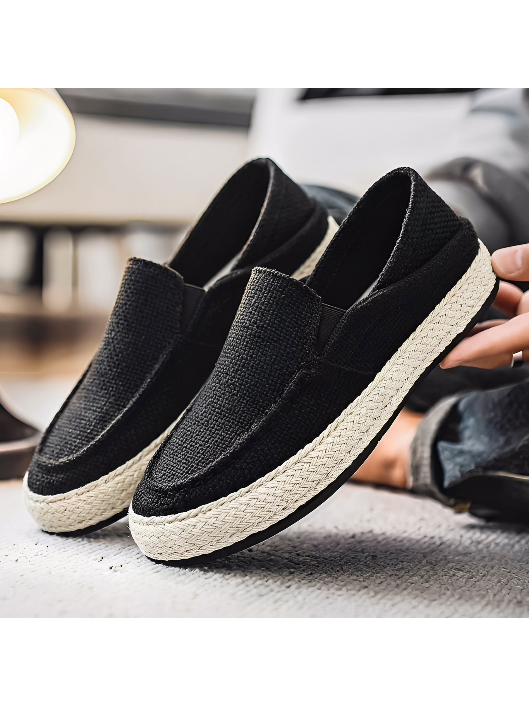 Solid Espadrille Slip-On Shoes