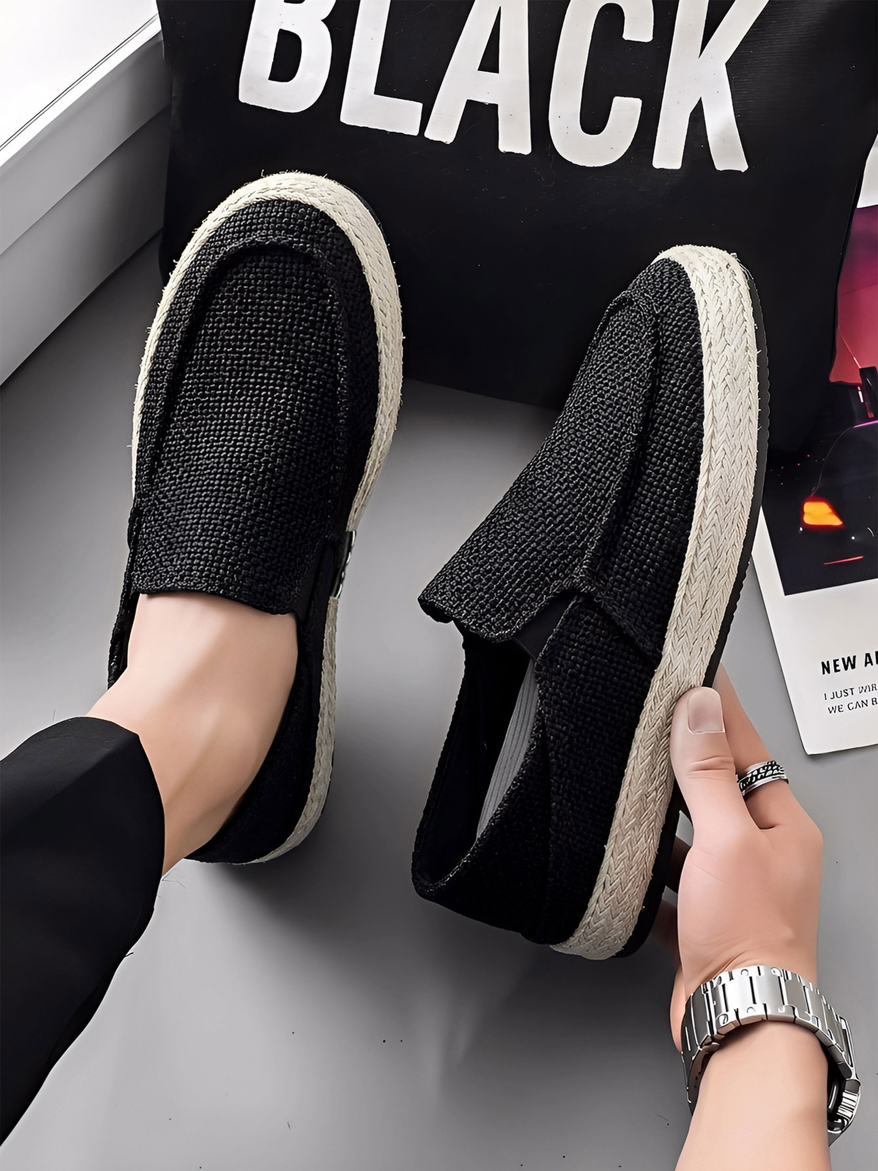 Solid Espadrille Slip-On Shoes
