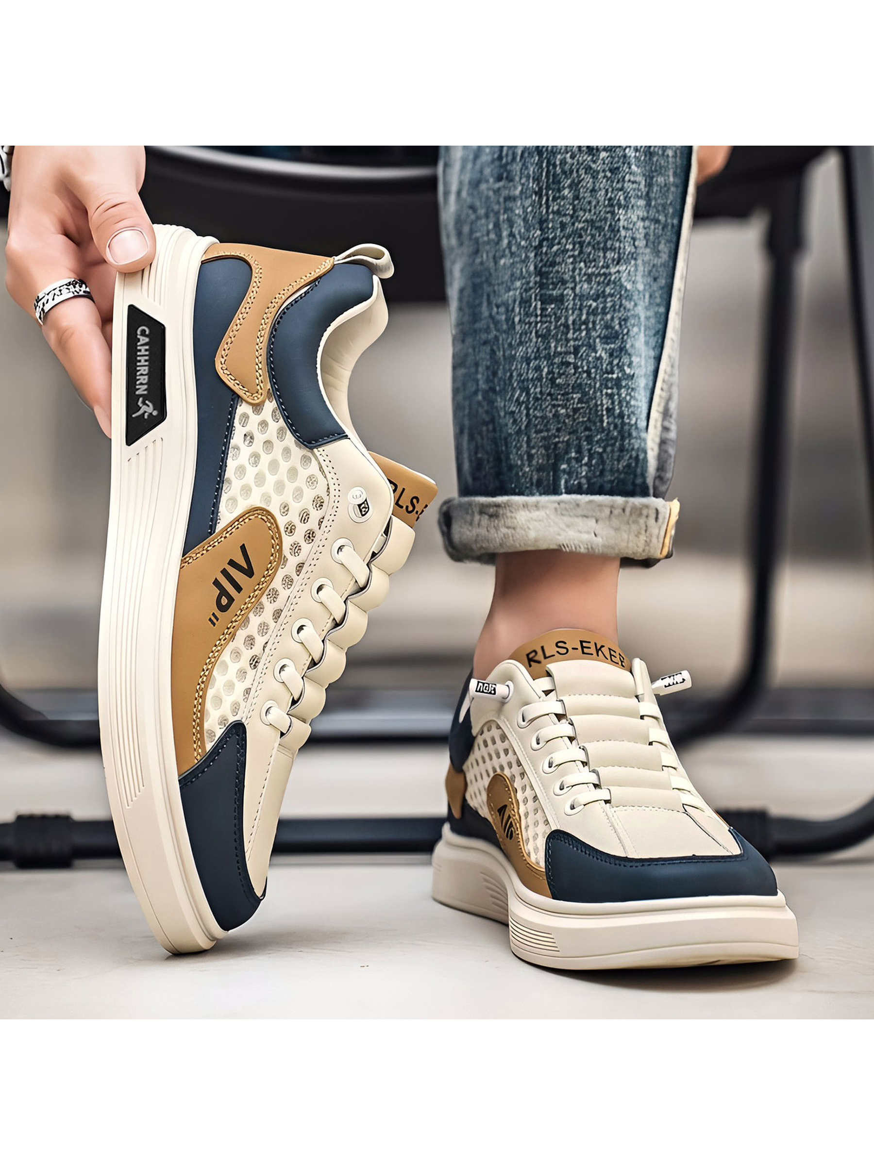 Contrast Panel Casual Sneakers