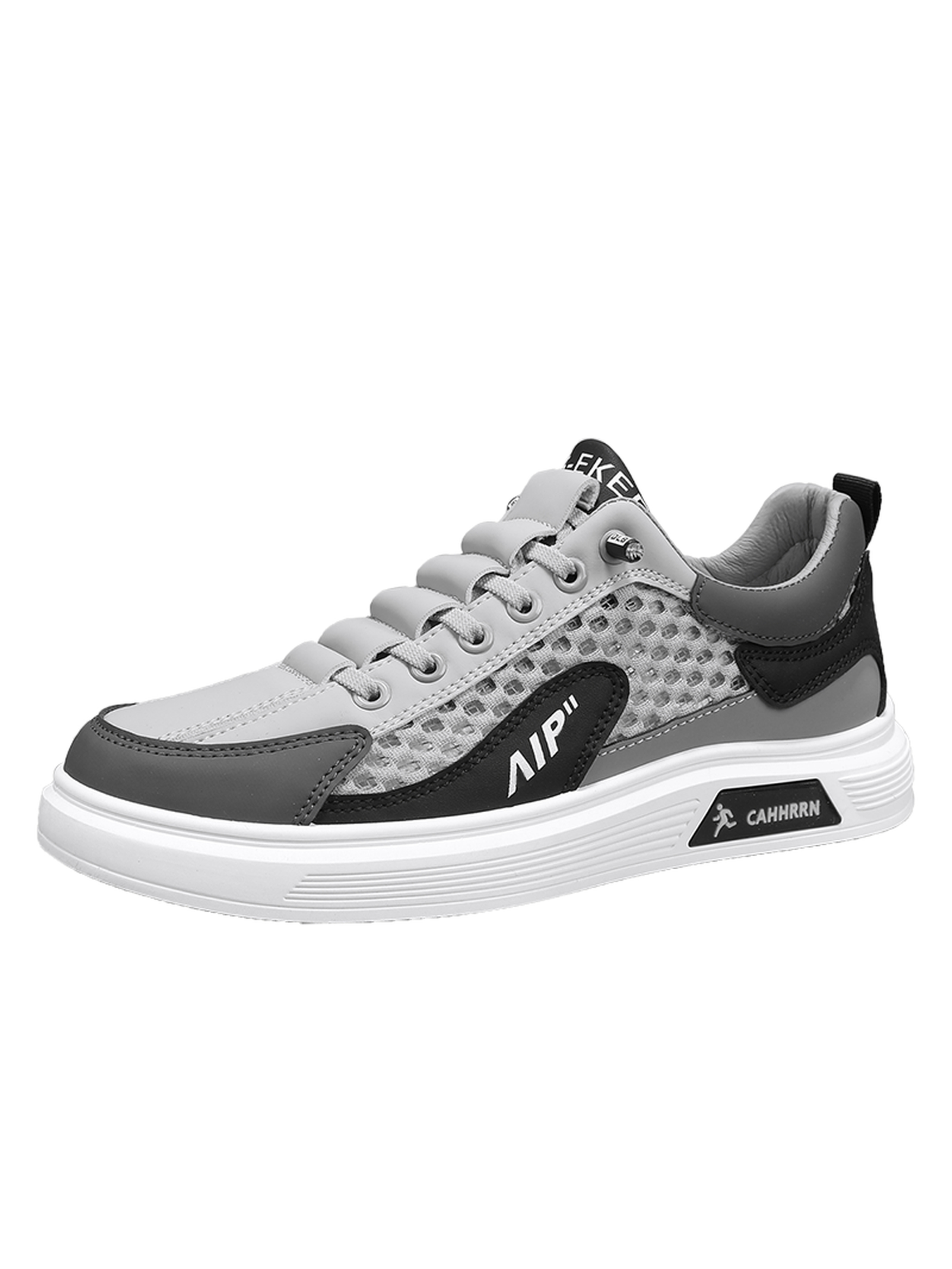Mens Grey Mesh Casual Sneakers