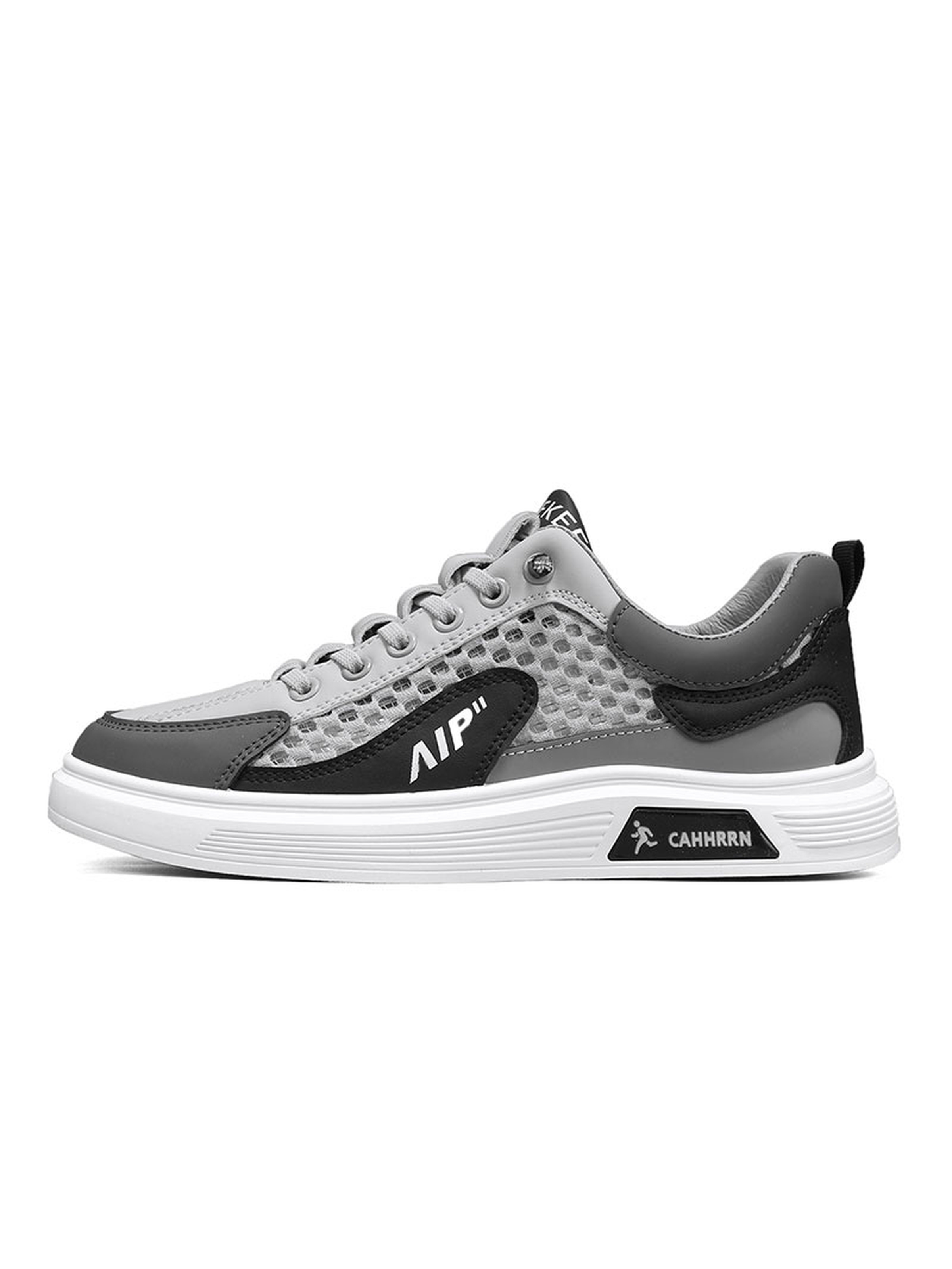 Mens Grey Mesh Casual Sneakers
