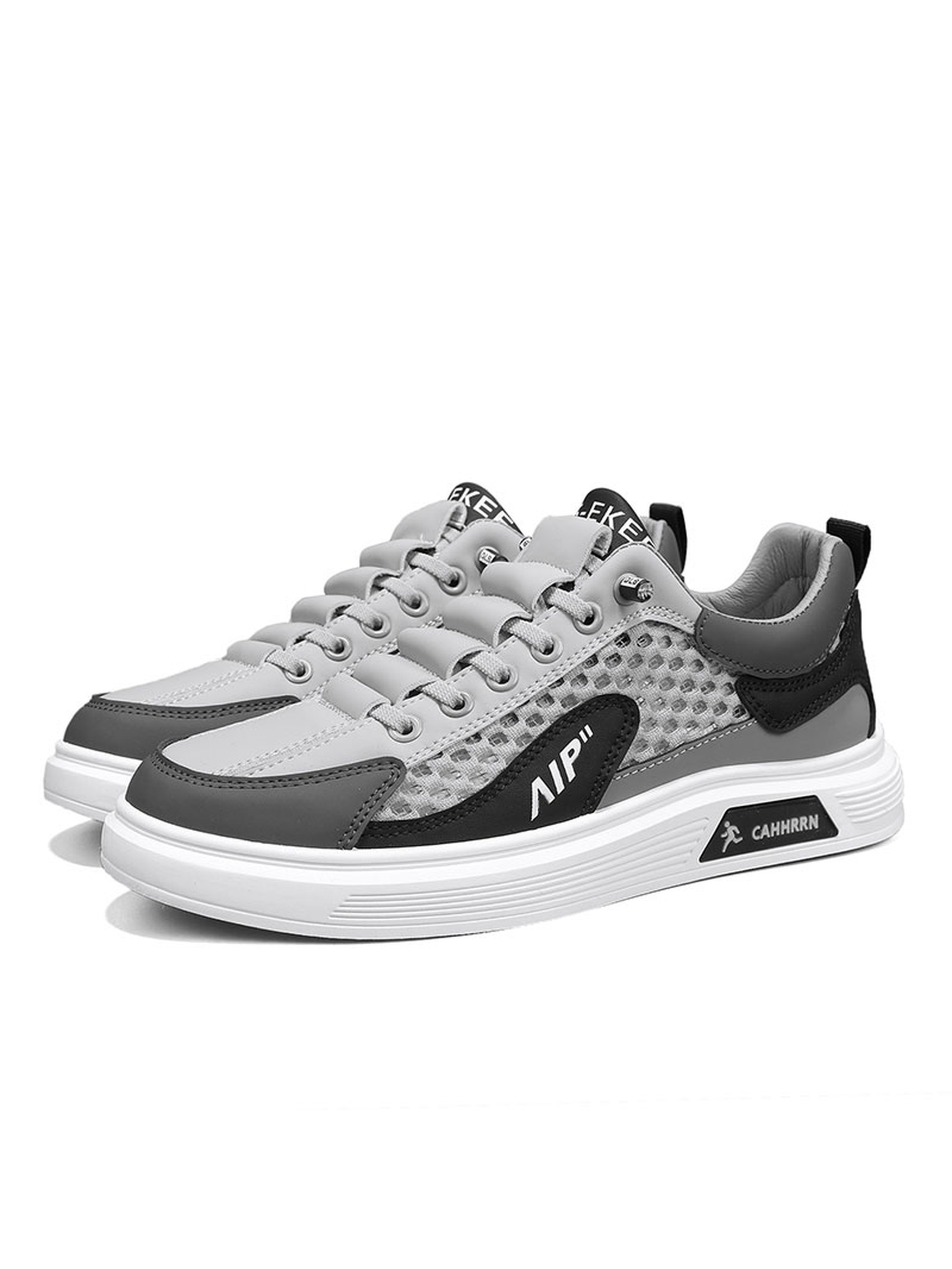 Mens Grey Mesh Casual Sneakers