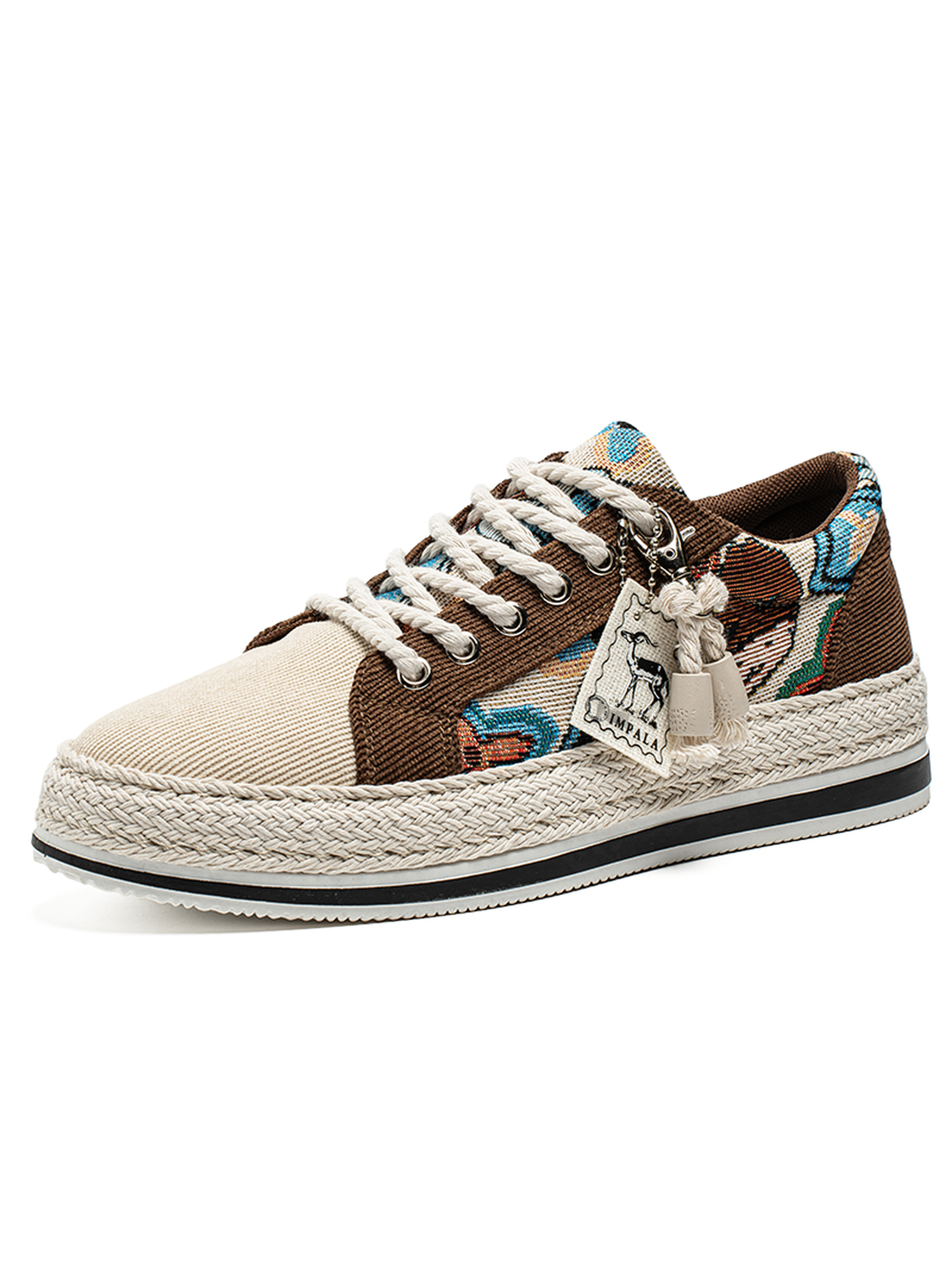 Mens Brown Patterned Espadrille Sneakers