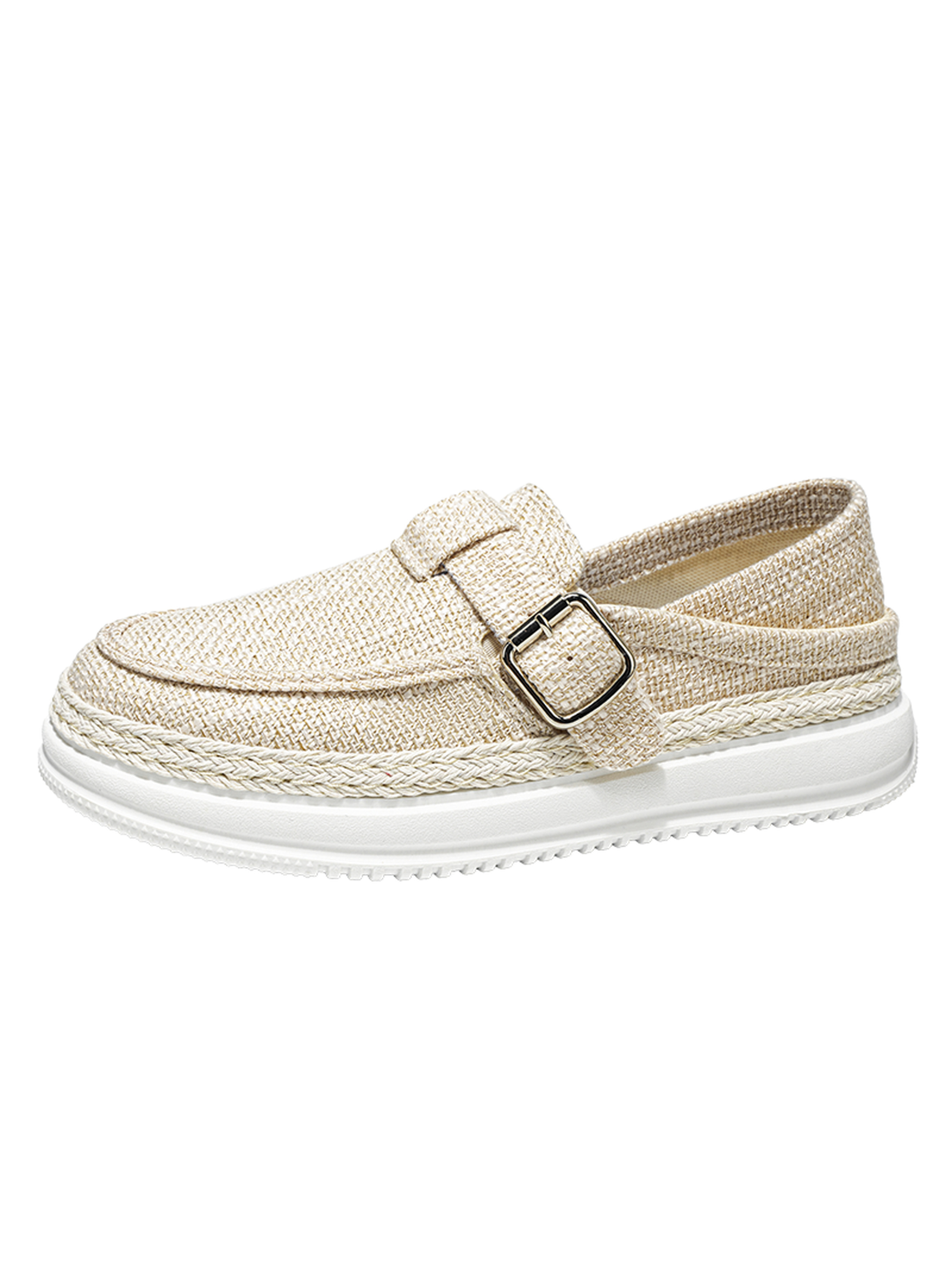 Woven Casual Shoes with Buckle Detail