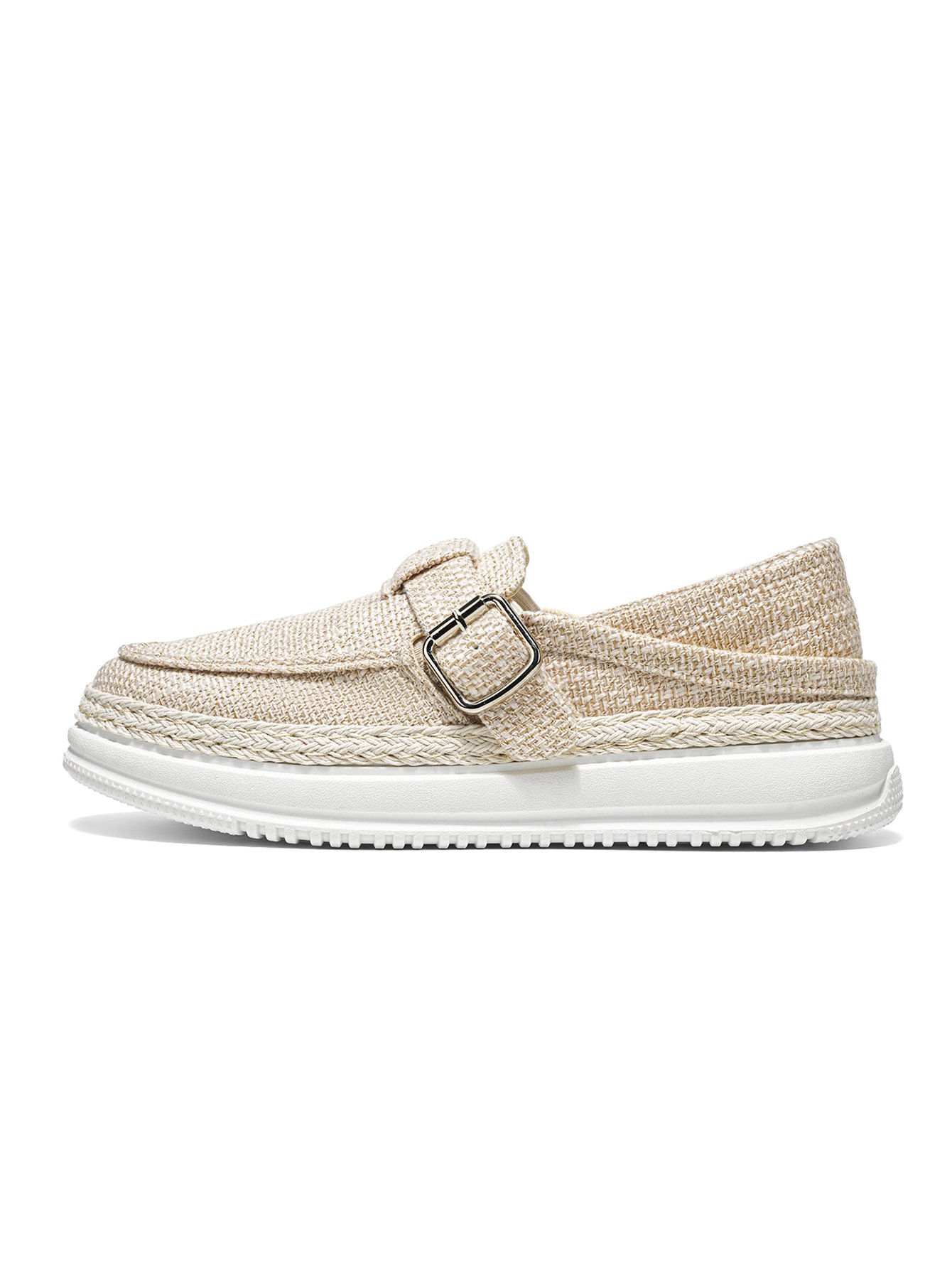 Woven Casual Shoes with Buckle Detail