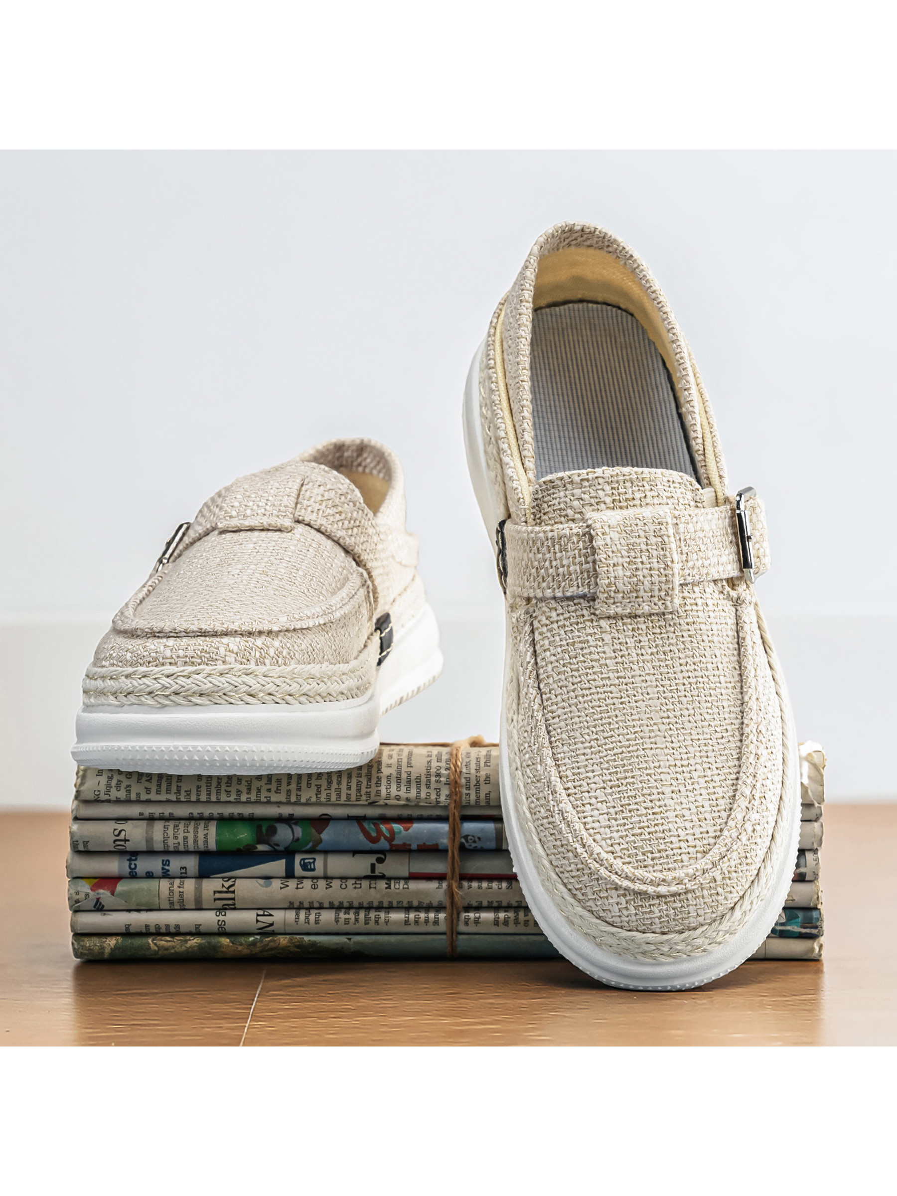 Woven Casual Shoes with Buckle Detail