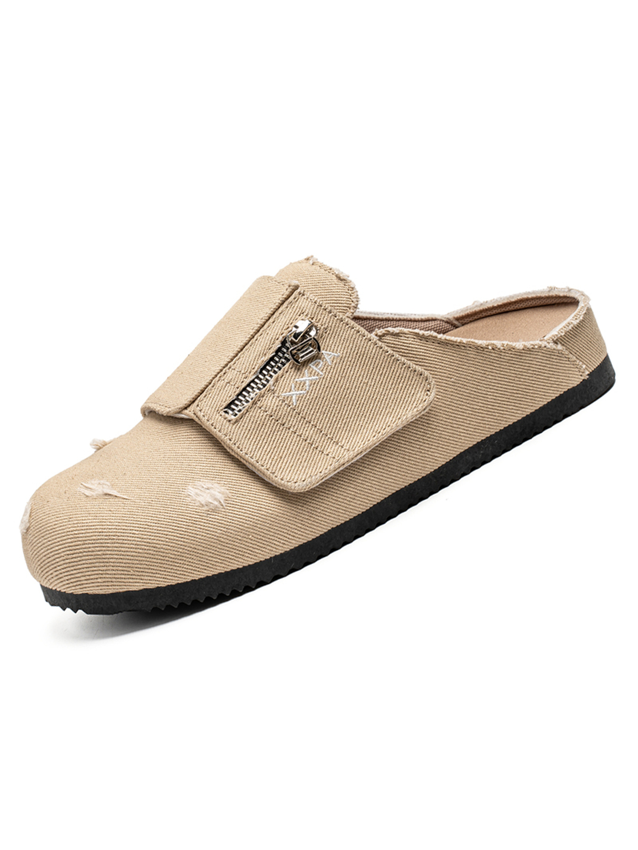 Slip-On Mules with Zipper Detail