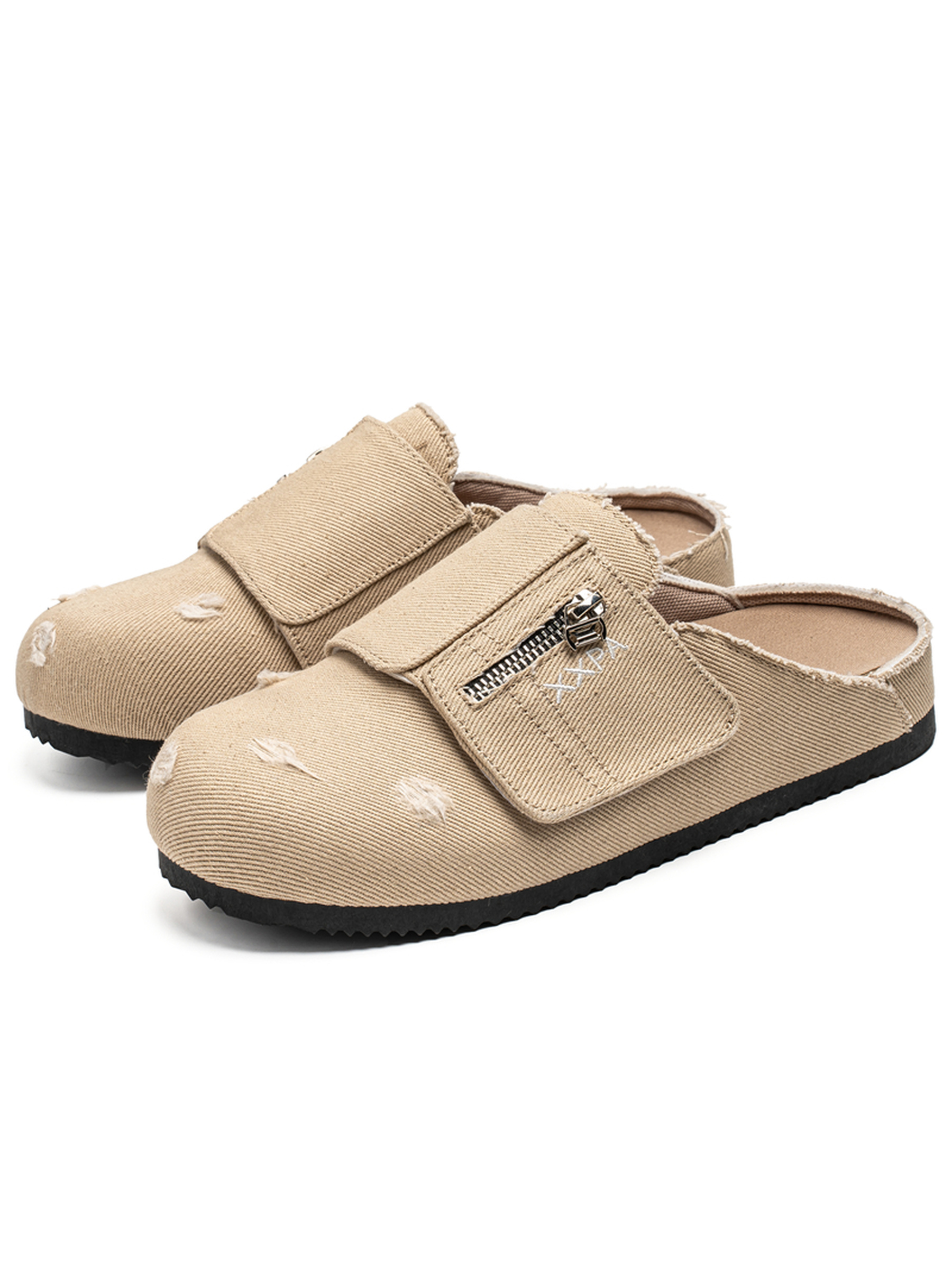 Slip-On Mules with Zipper Detail