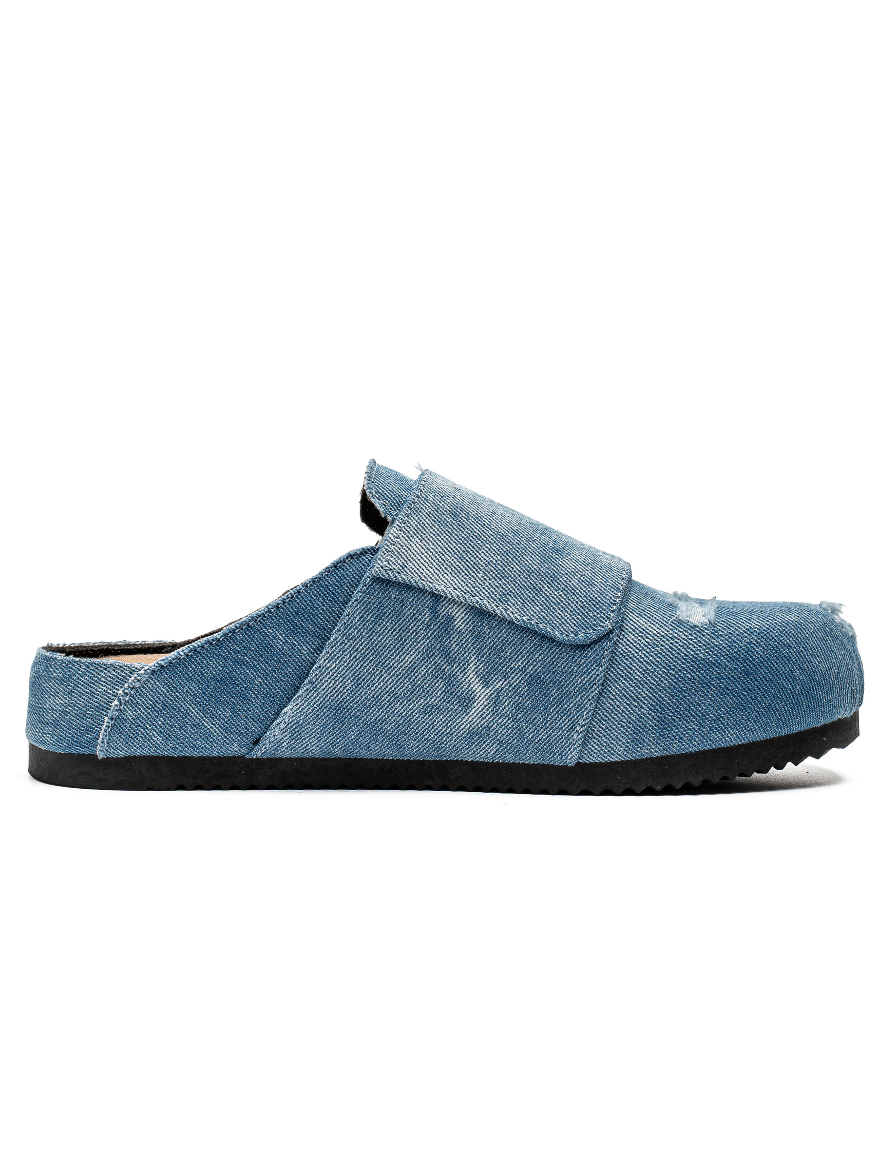 Denim-Look Mules with Zipper Detail
