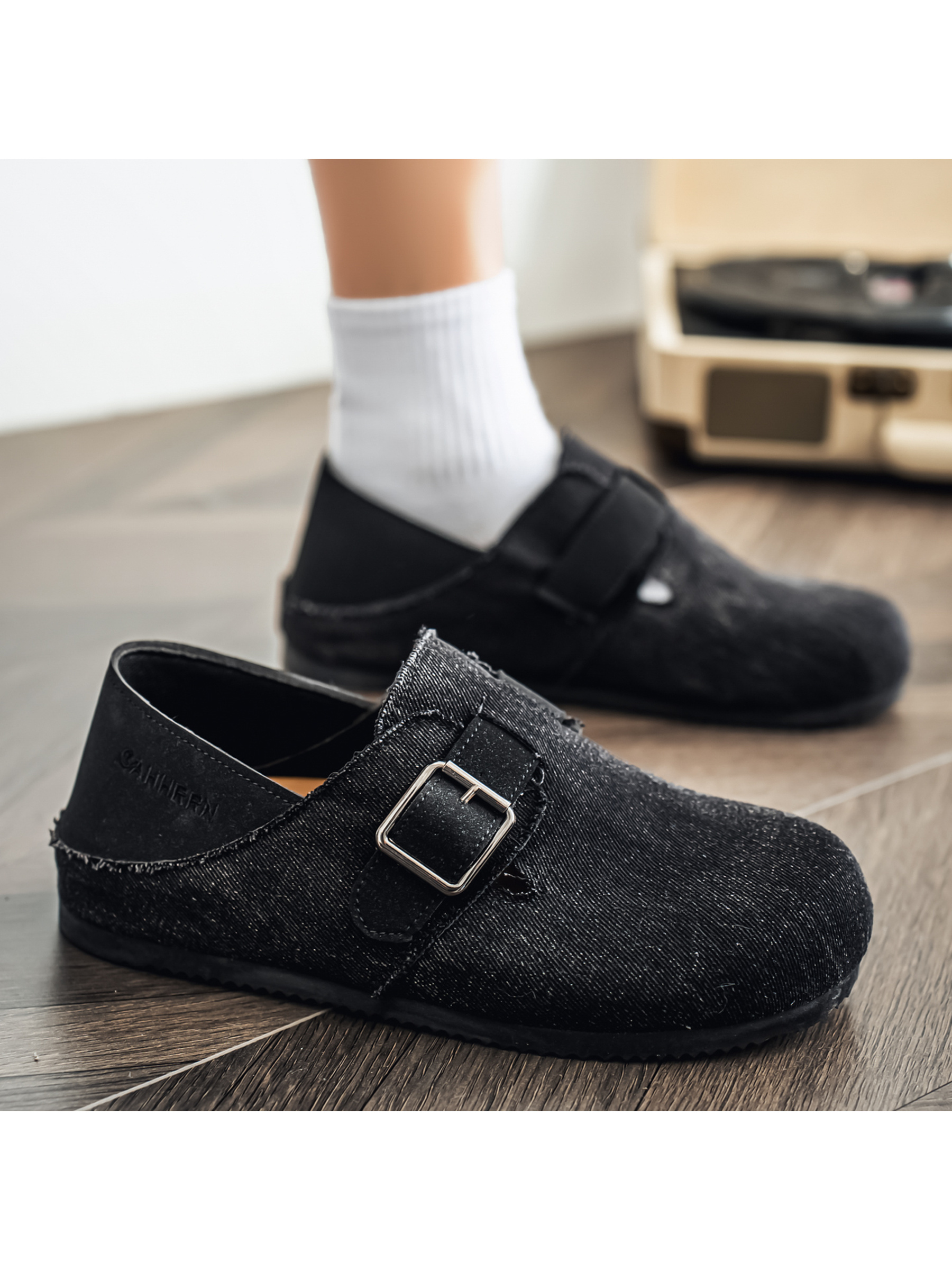 Denim Look Buckle Casual Shoes