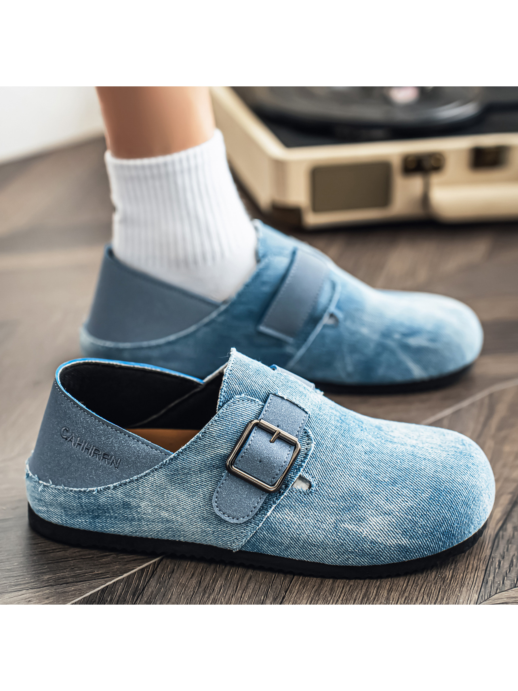 Denim-Look Buckle Casual Shoes