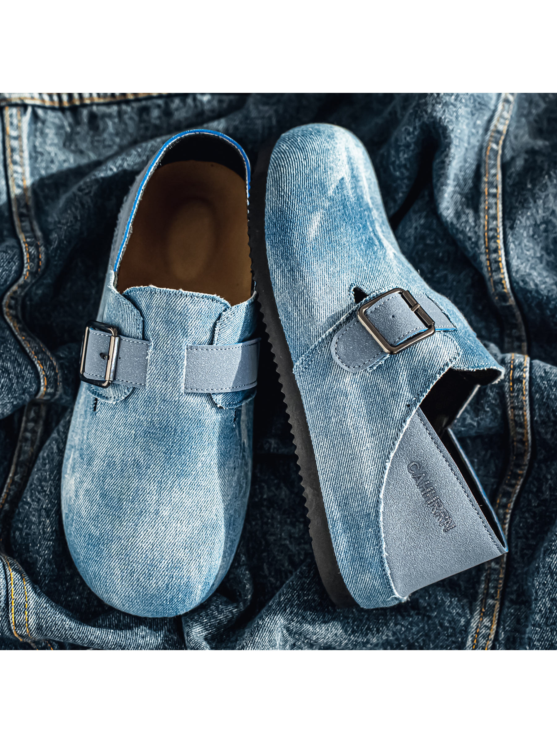 Denim-Look Buckle Casual Shoes