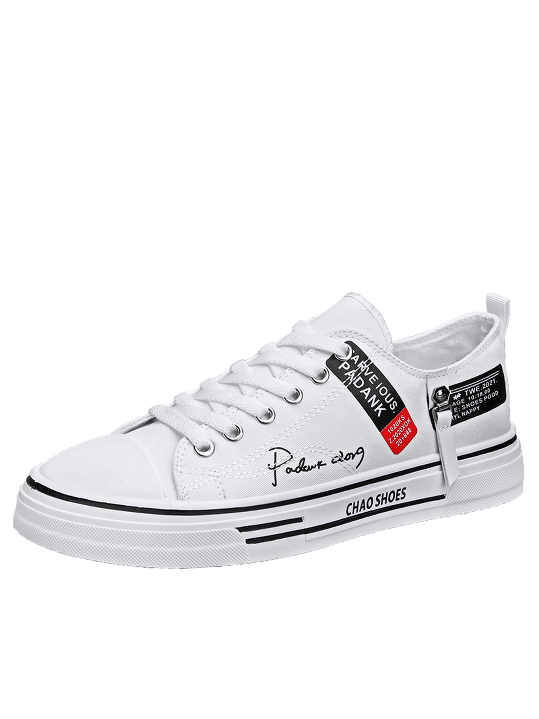 Mens White Printed Lace Up Sneakers