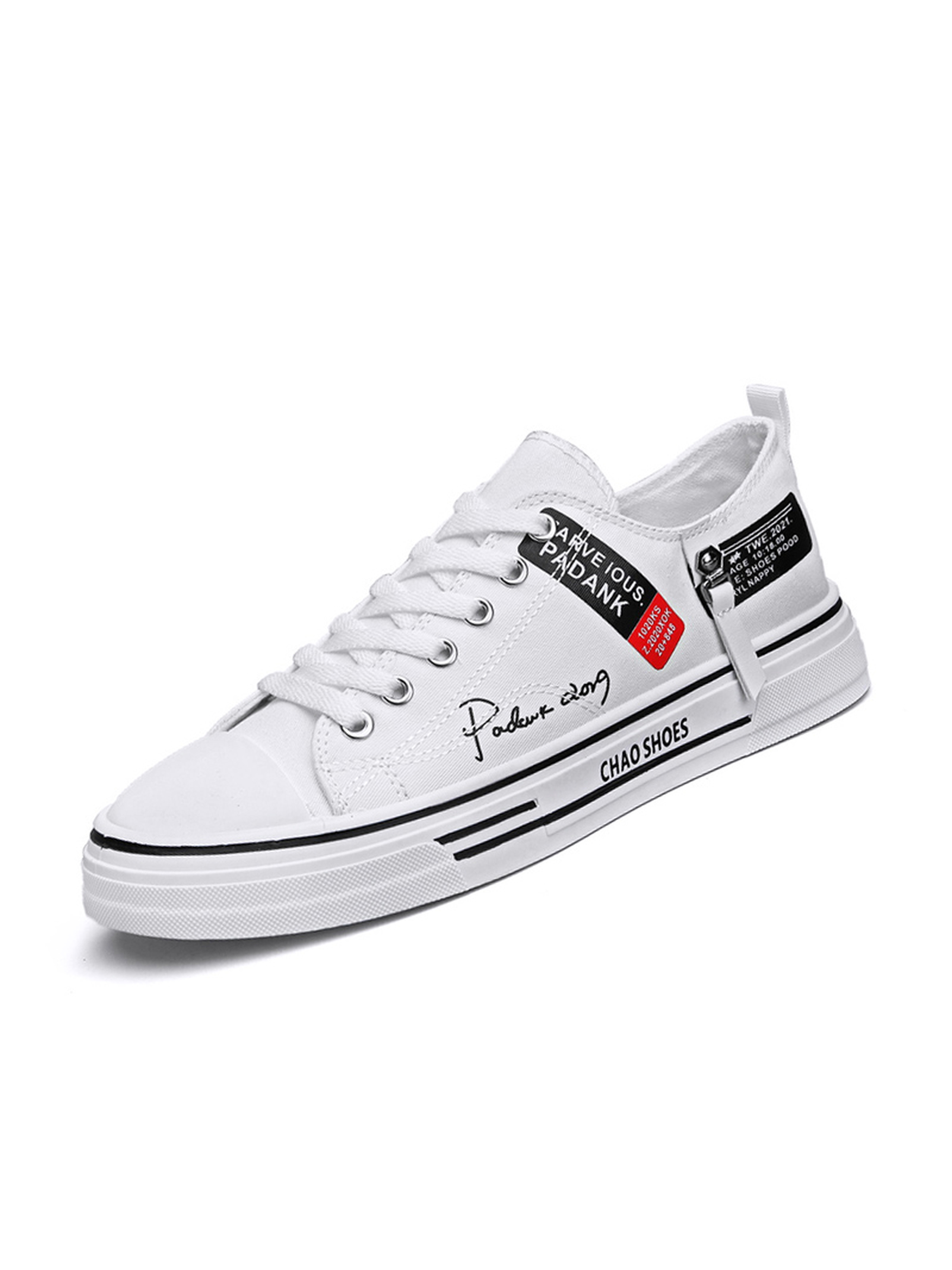 Mens White Printed Lace Up Sneakers
