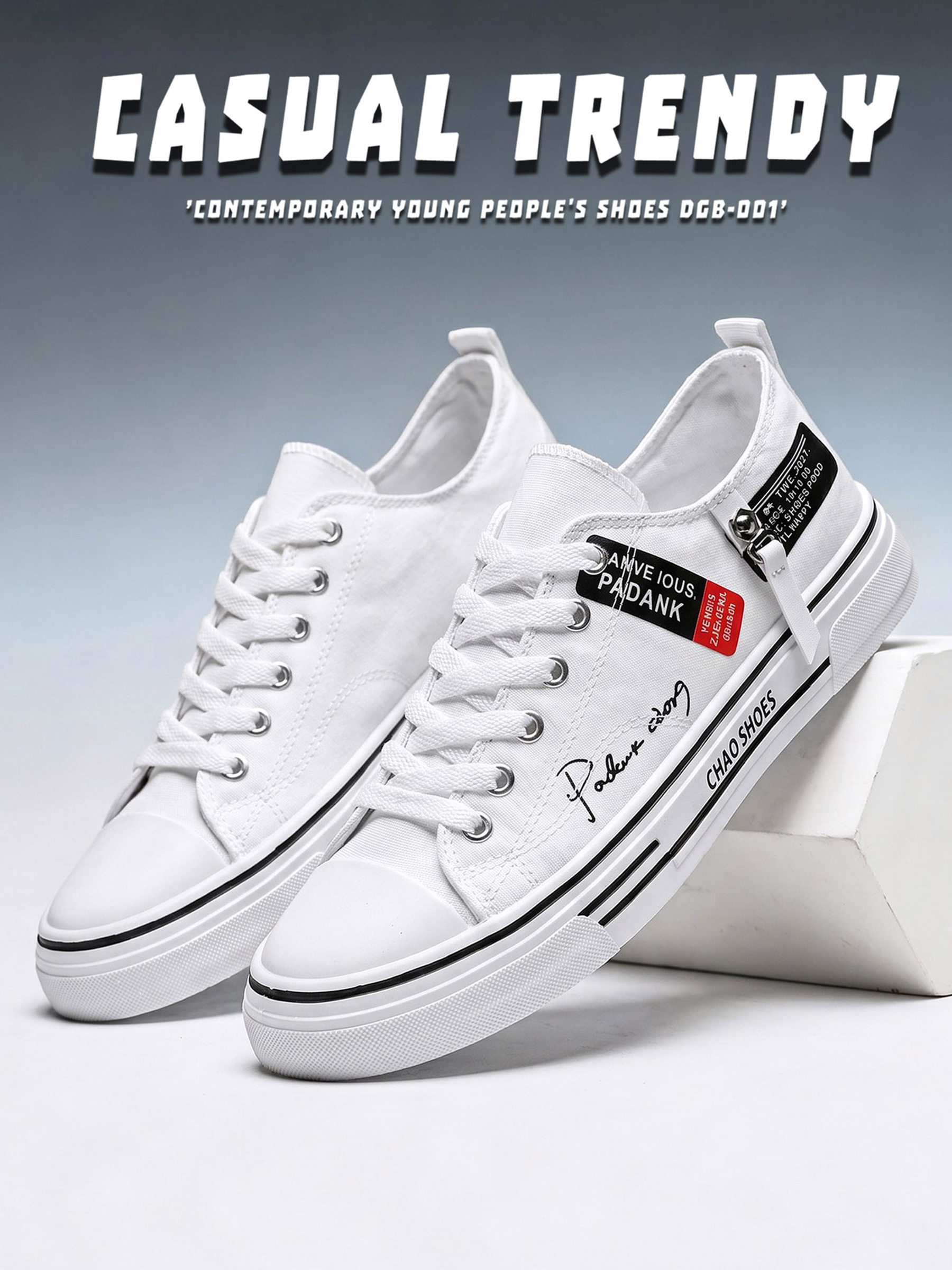 Mens White Printed Lace Up Sneakers