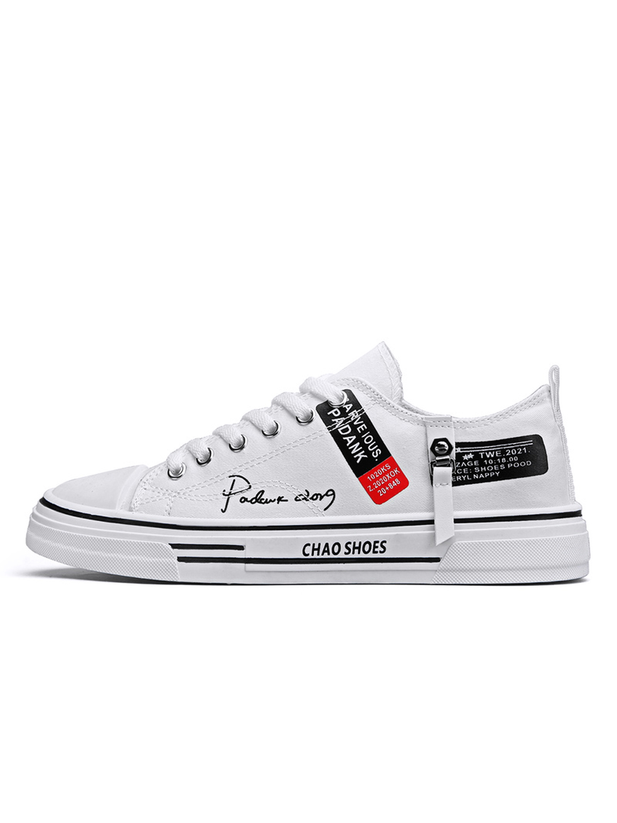 Mens White Printed Lace Up Sneakers