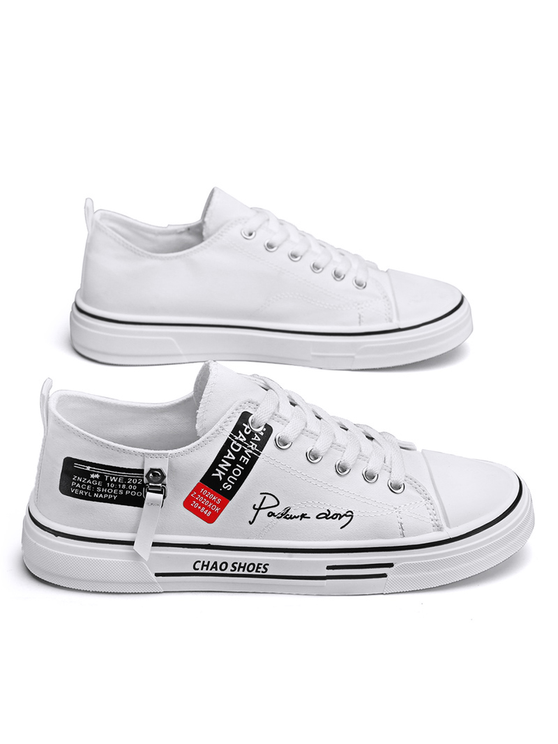 Mens White Printed Lace Up Sneakers