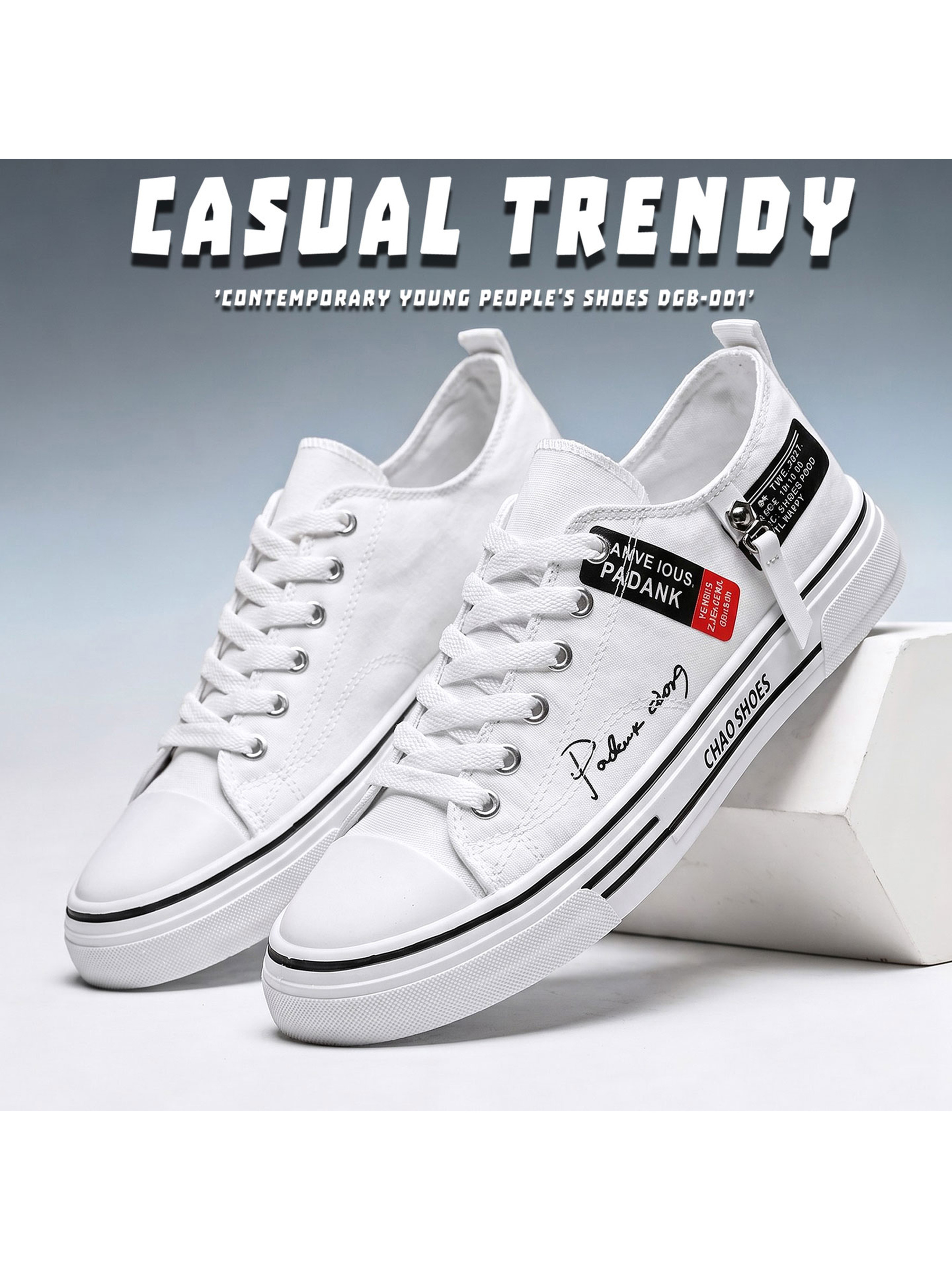Mens White Printed Lace Up Sneakers