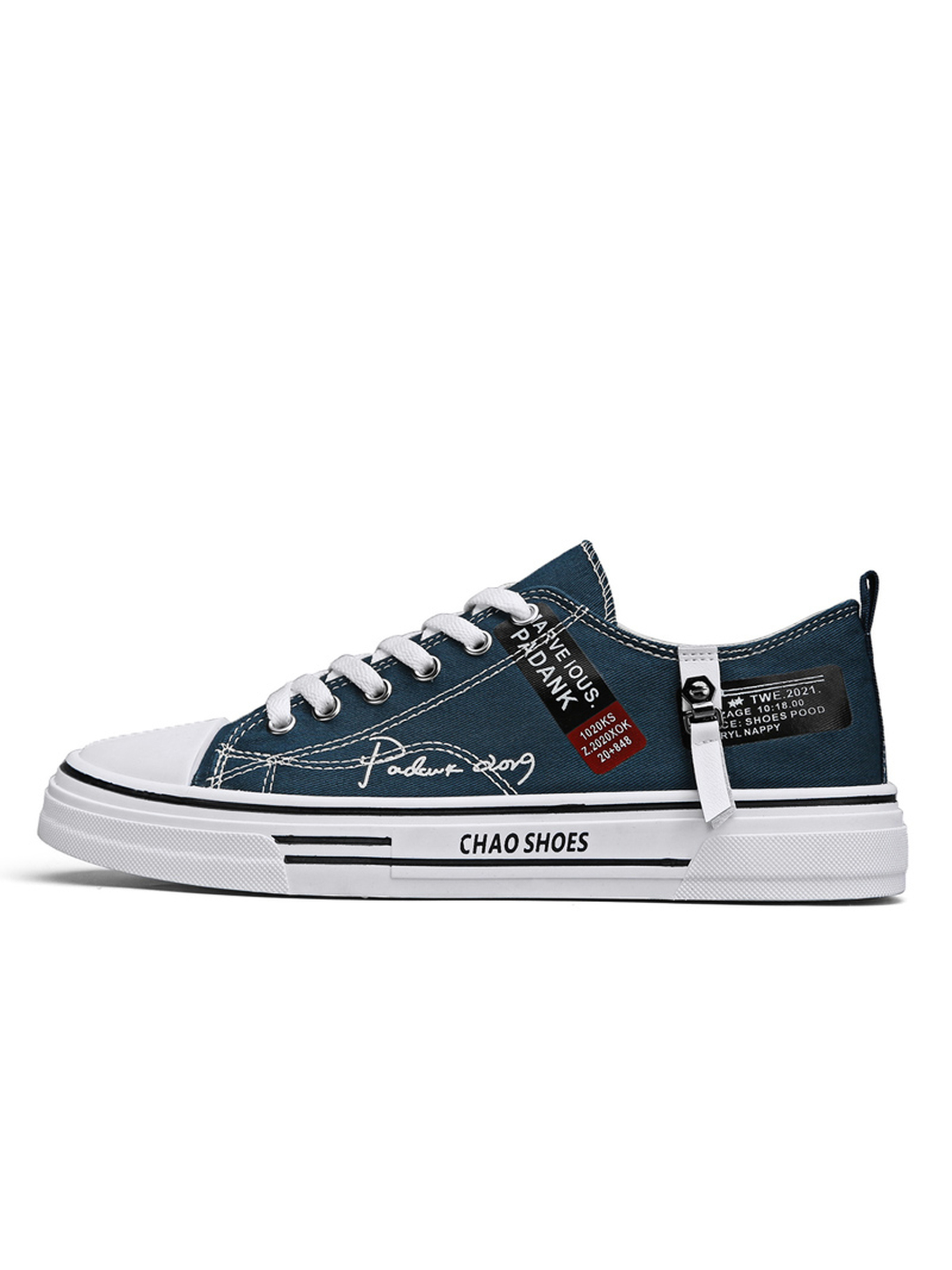 Printed Panel Lace-Up Sneakers