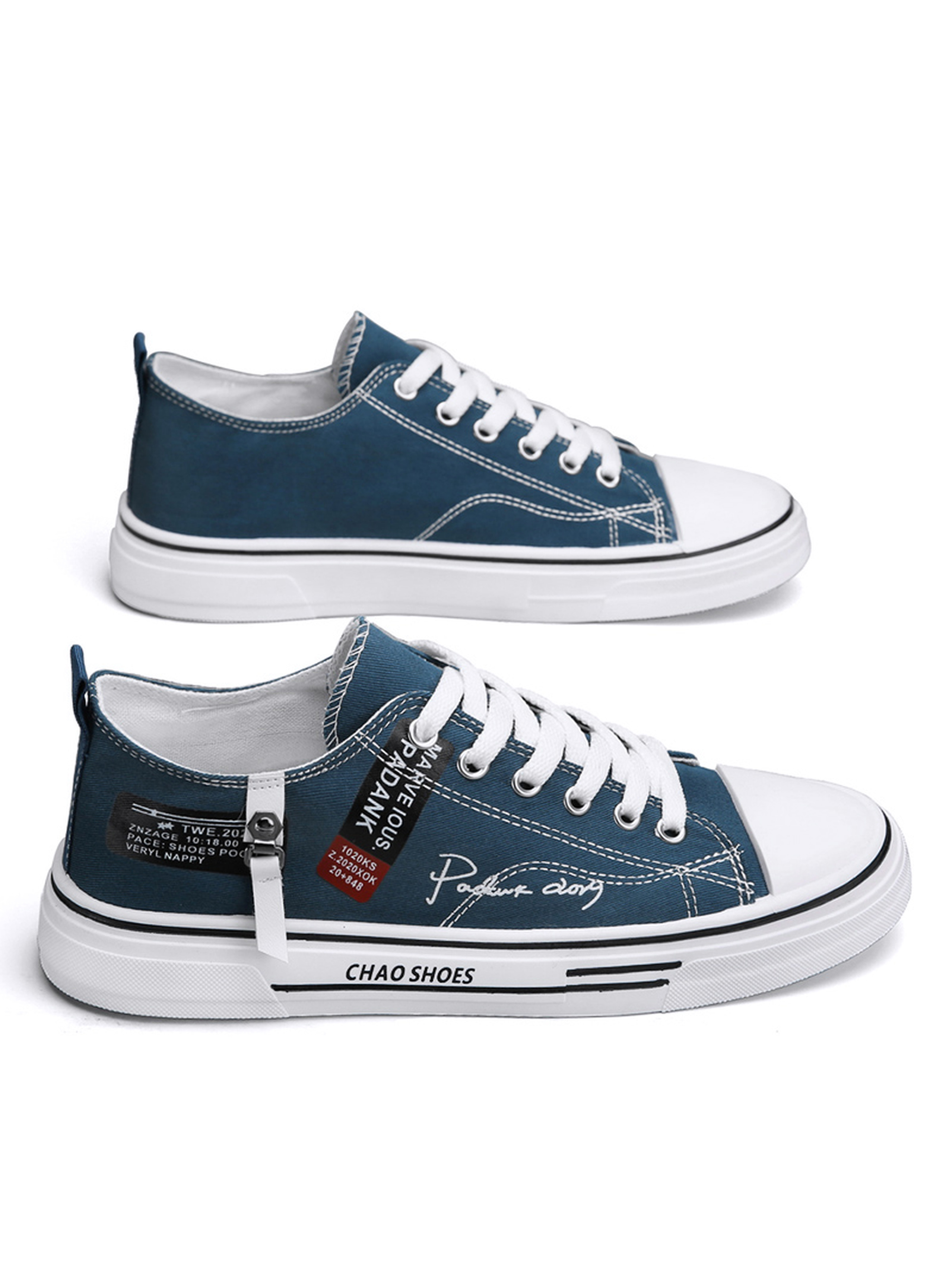 Printed Panel Lace-Up Sneakers