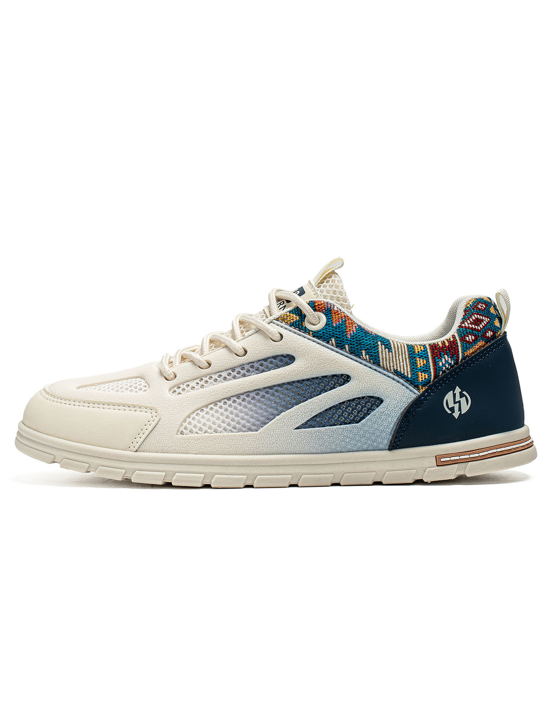 Textured Casual Sneakers with Ethnic Print Detail
