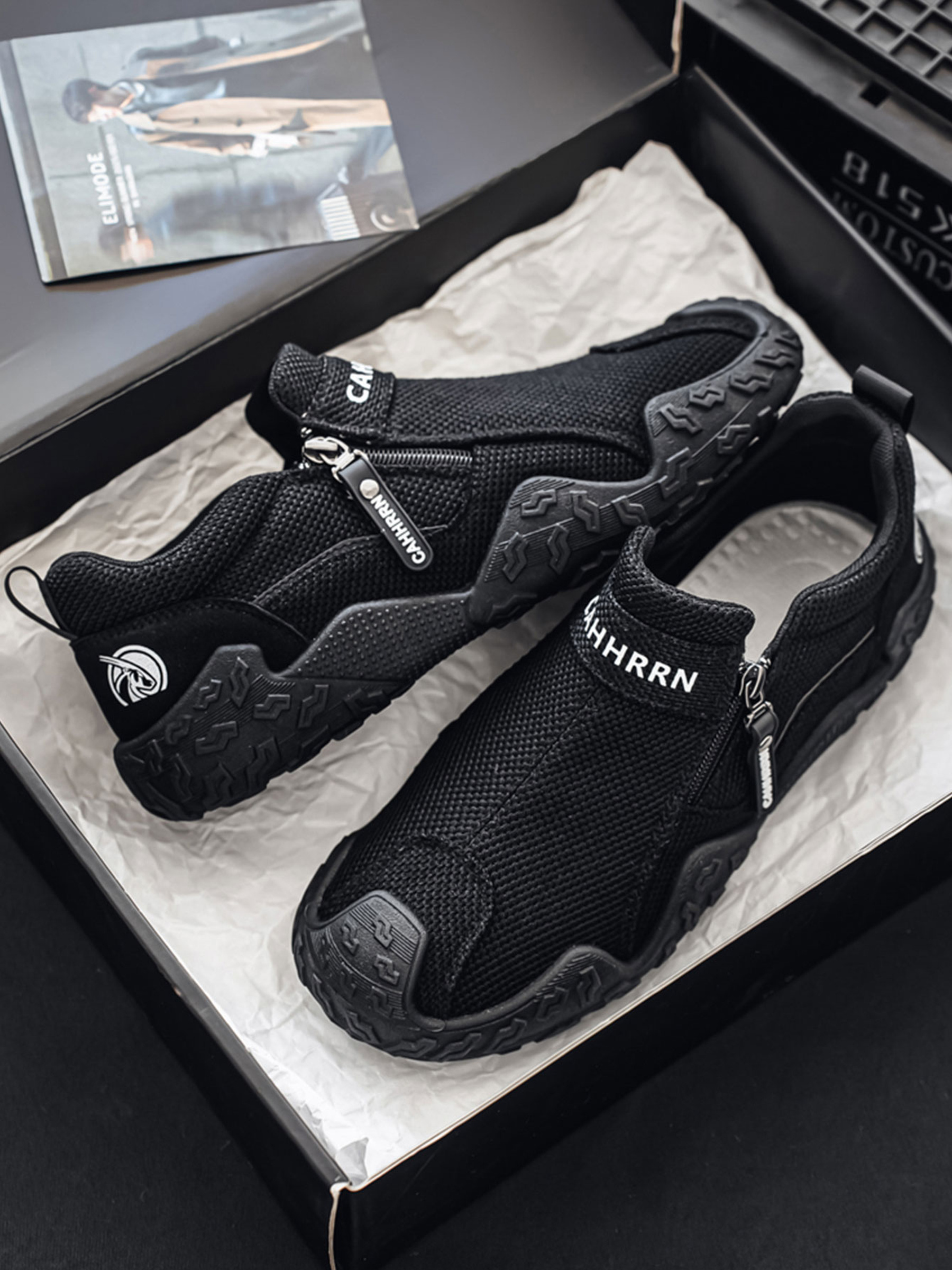 Slip-On Casual Shoes with Zipper Detail