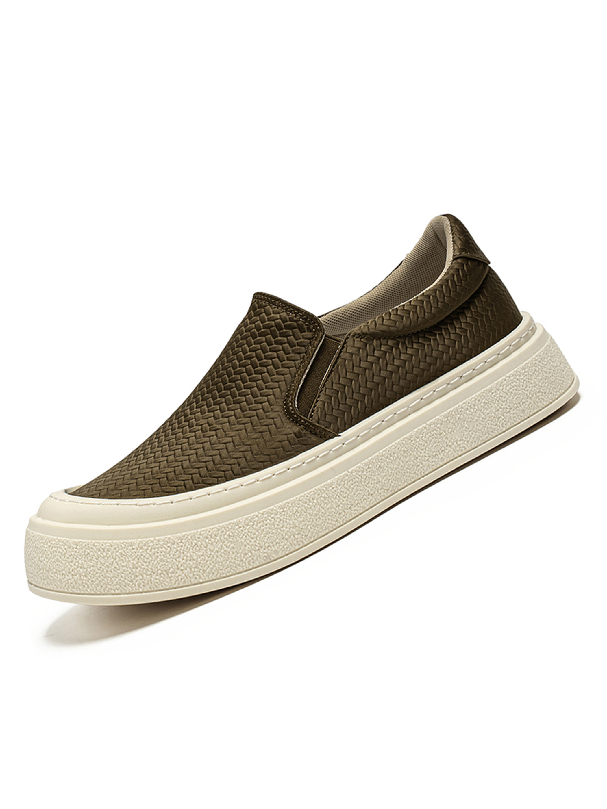 Mens Brown Woven Slip-On Casual Shoes