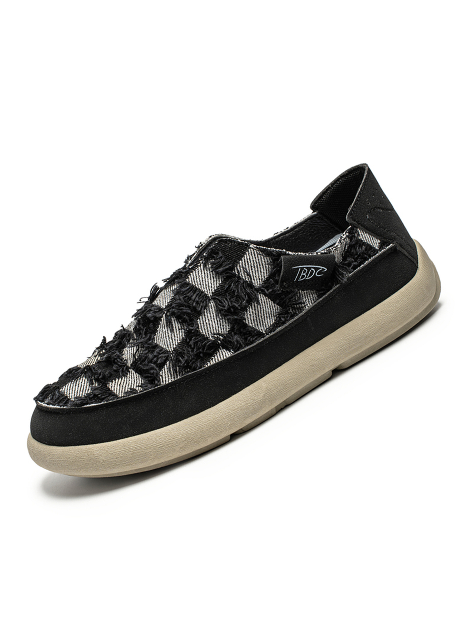 Frayed Checkered Casual Shoes