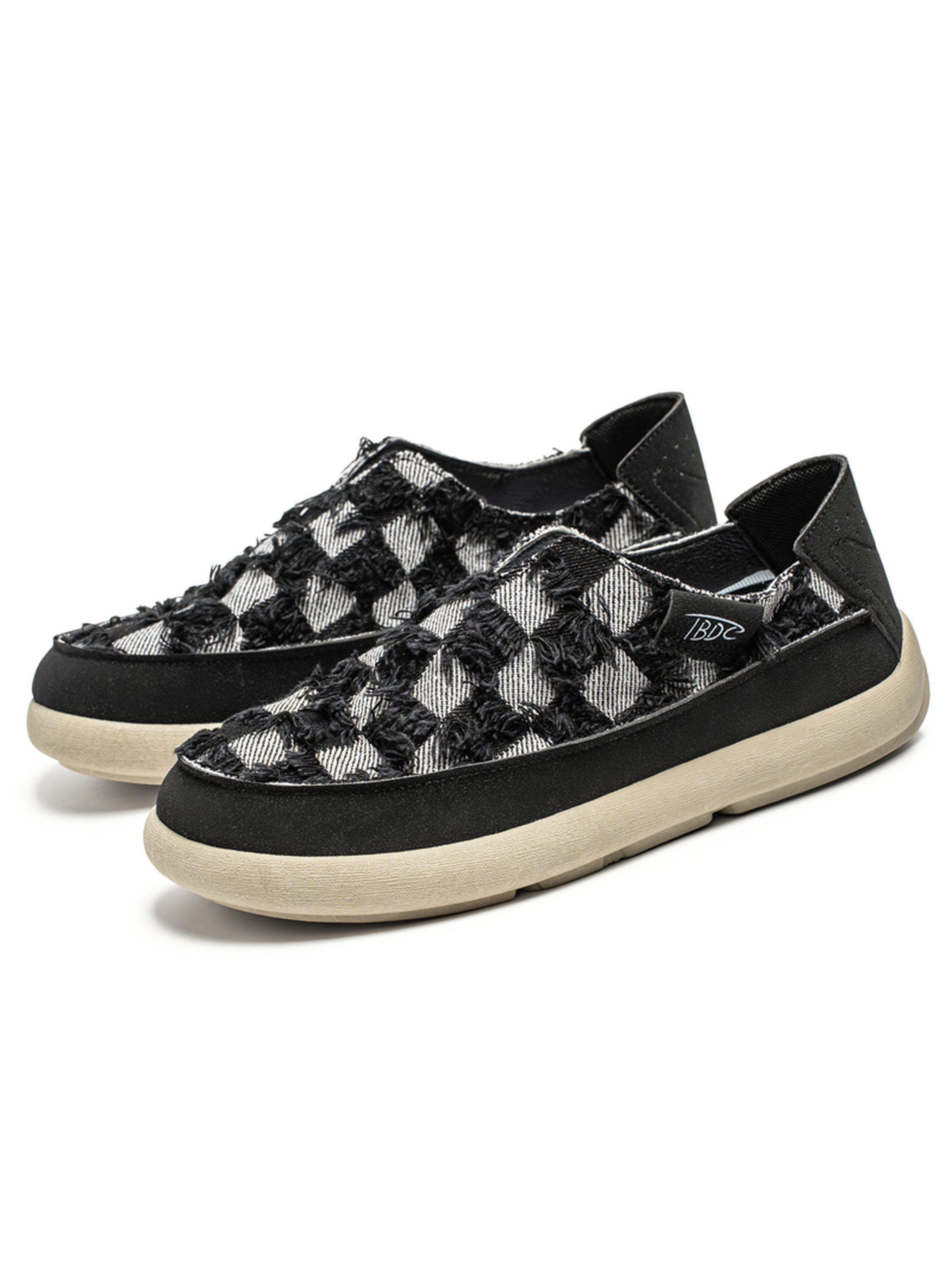 Frayed Checkered Casual Shoes