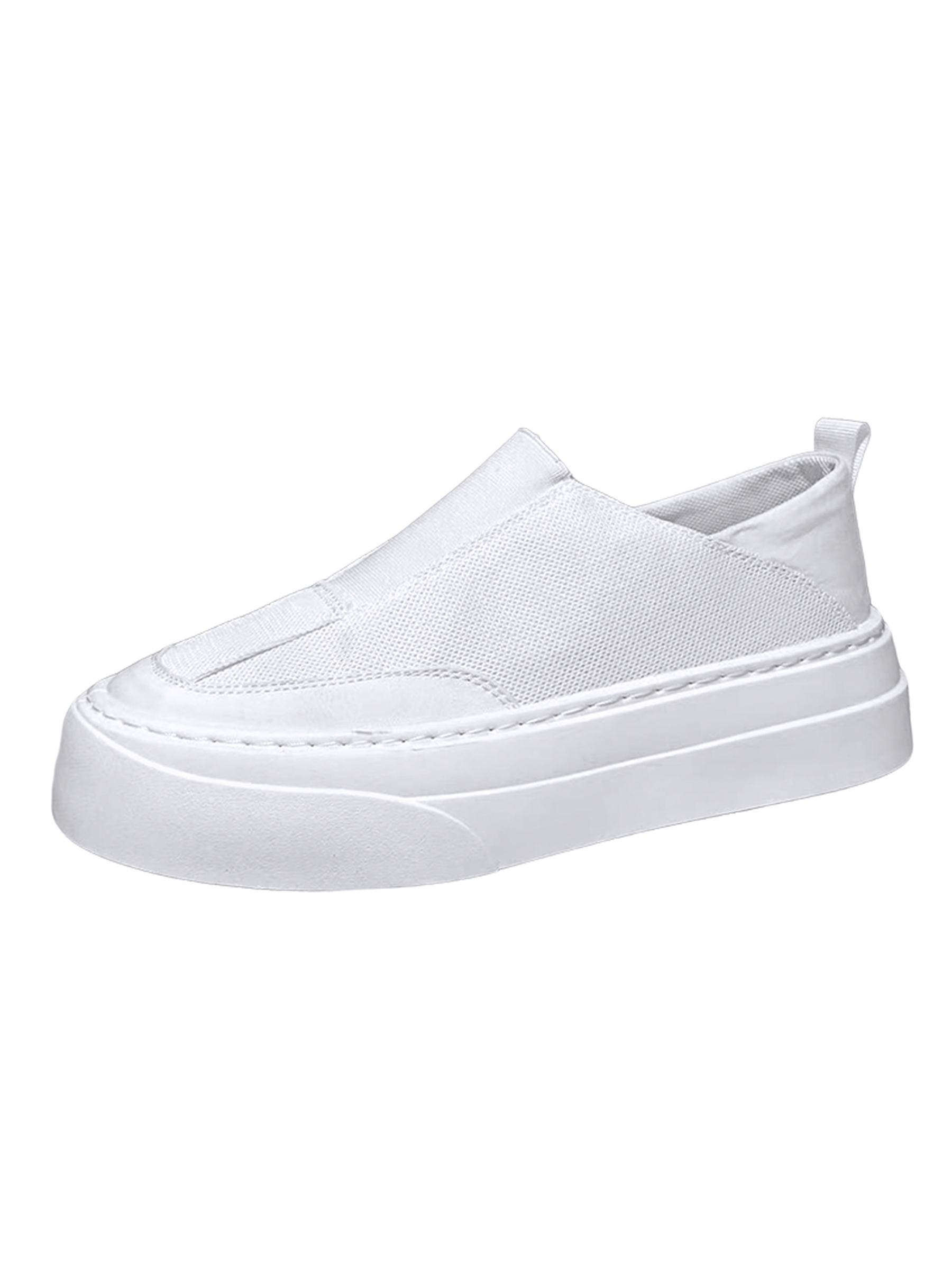 Mens White Slip-On Casual Sneakers
