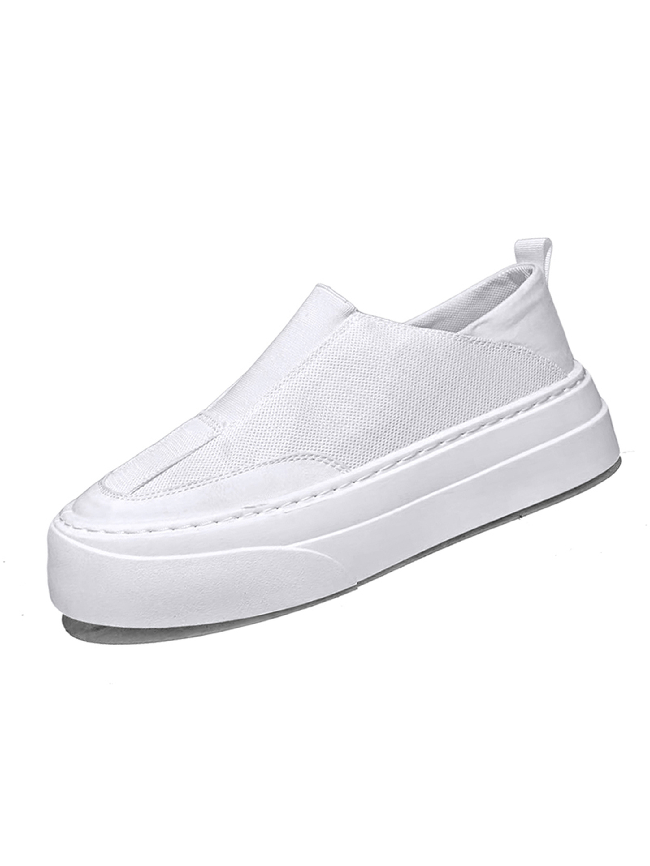Mens White Slip-On Casual Sneakers