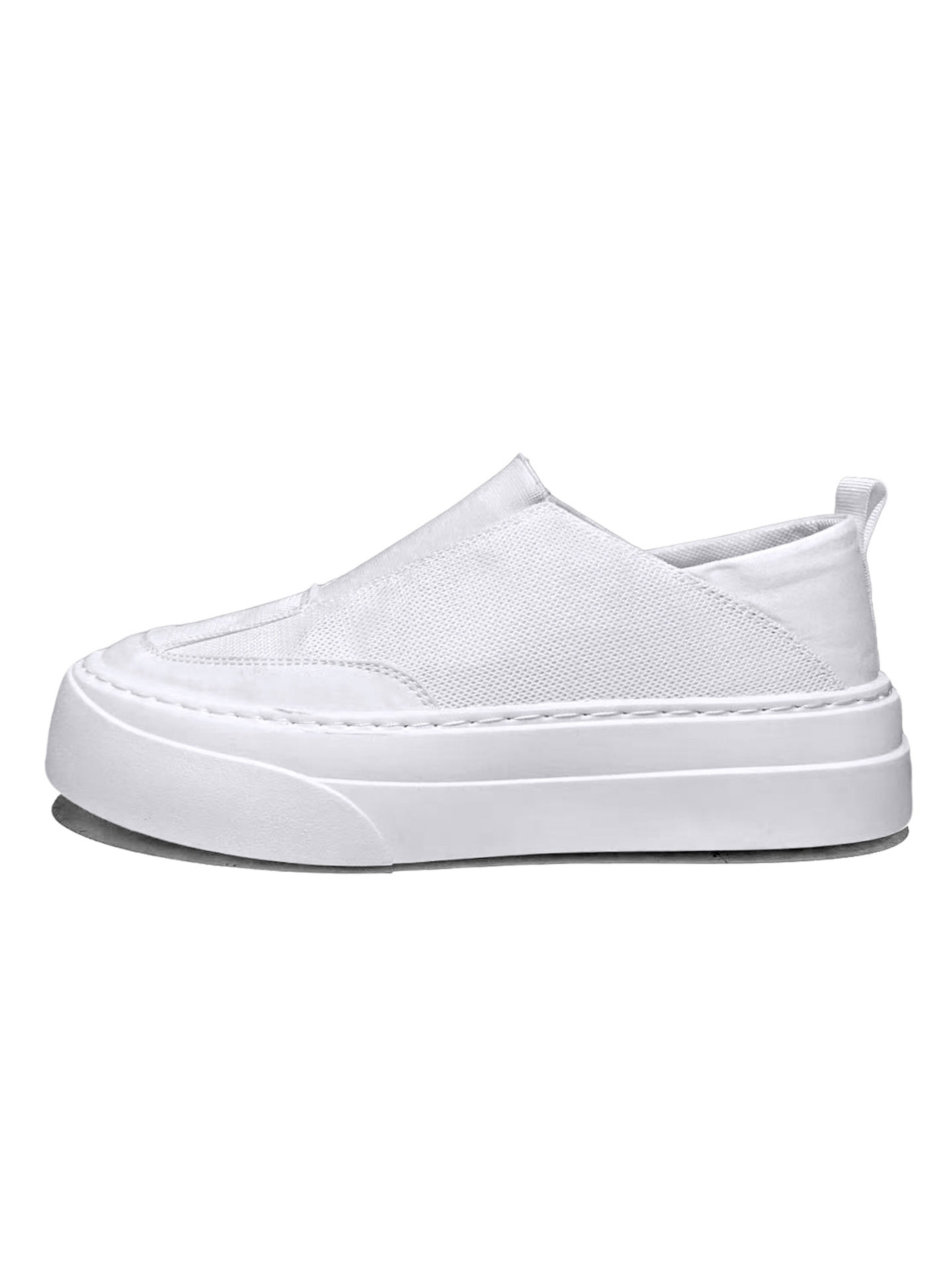 Mens White Slip-On Casual Sneakers