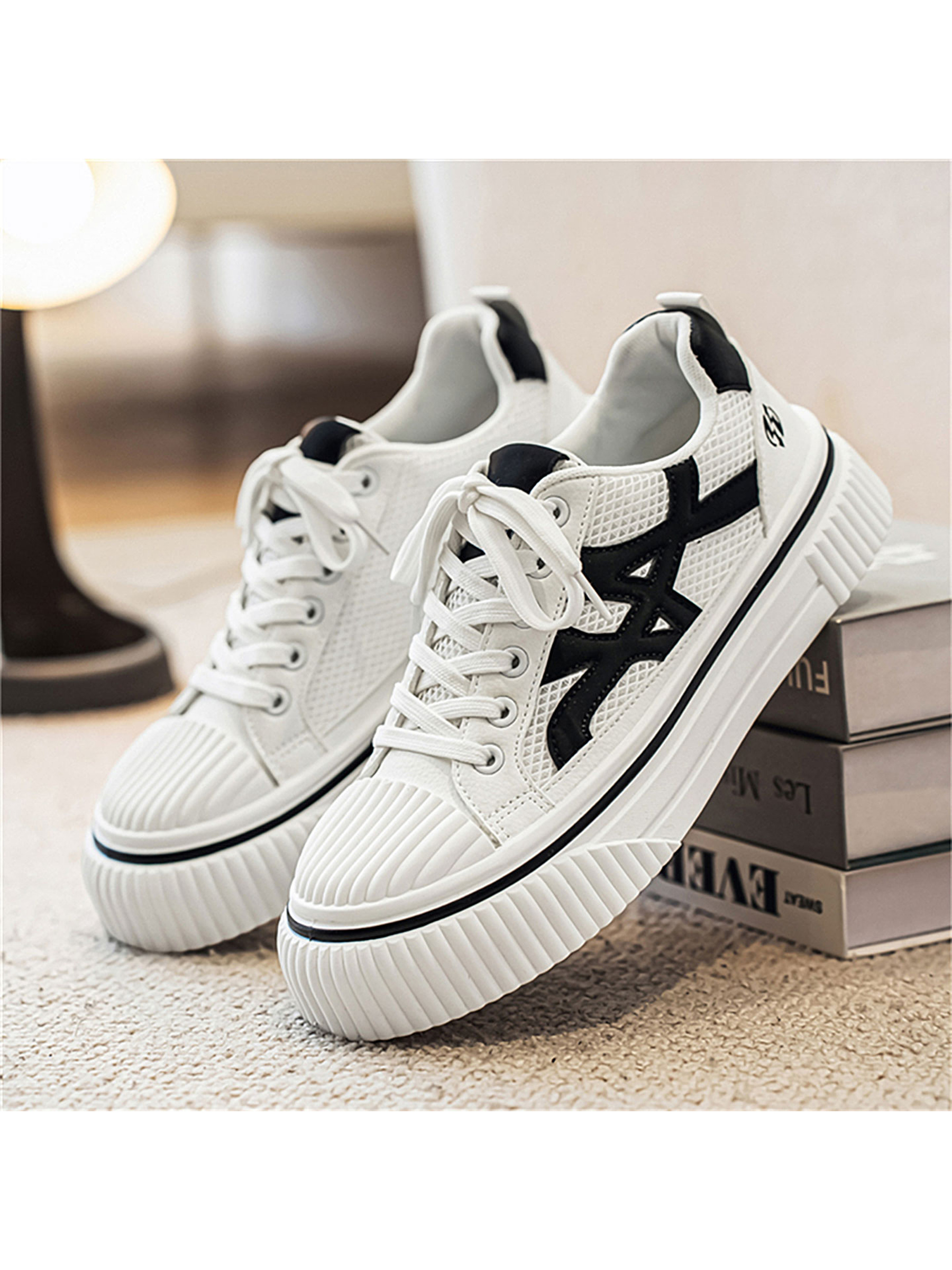 Mens Stylish White Mesh Sneakers