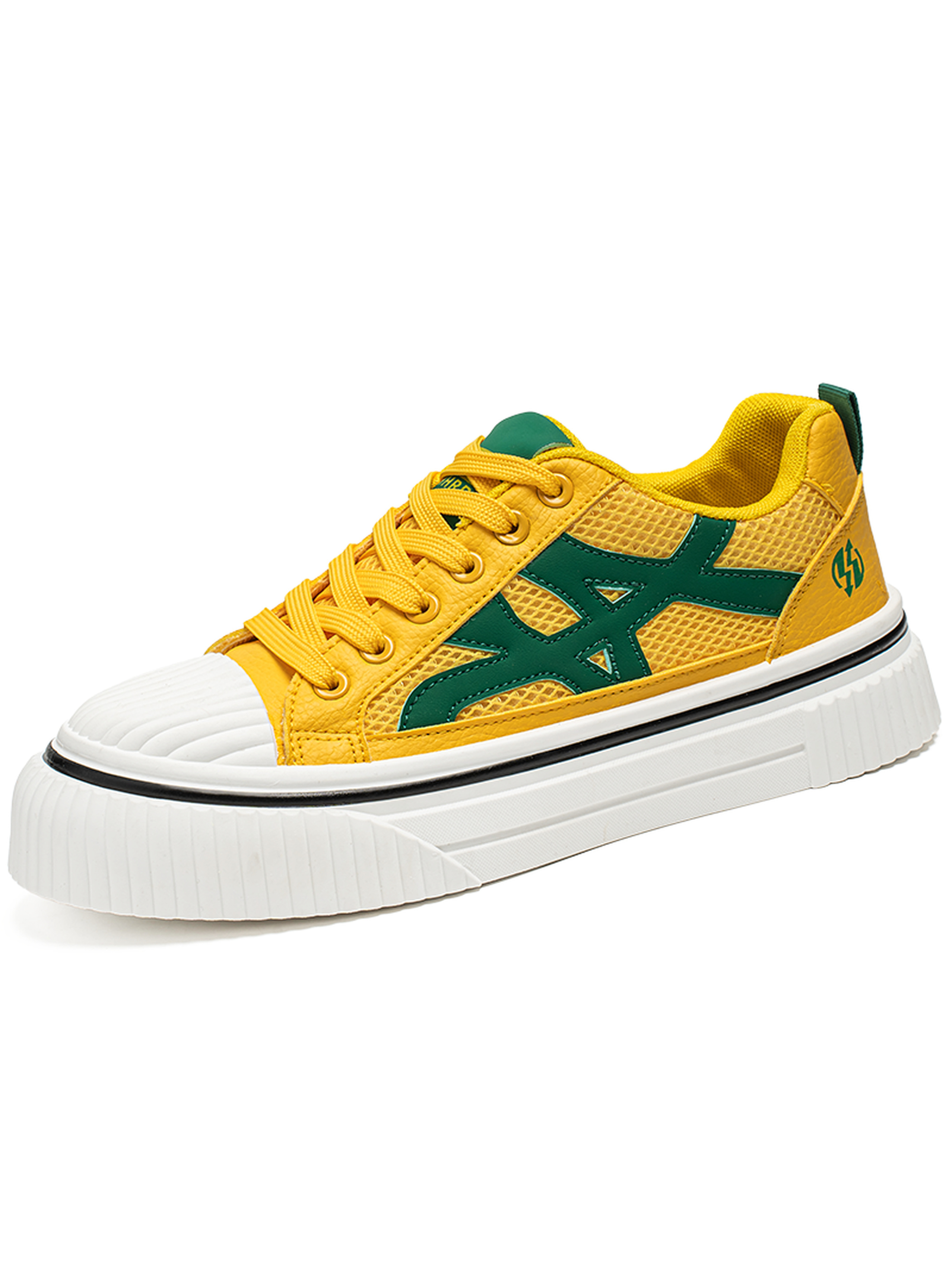 Mens Vibrant Yellow and Green Mesh Sneakers