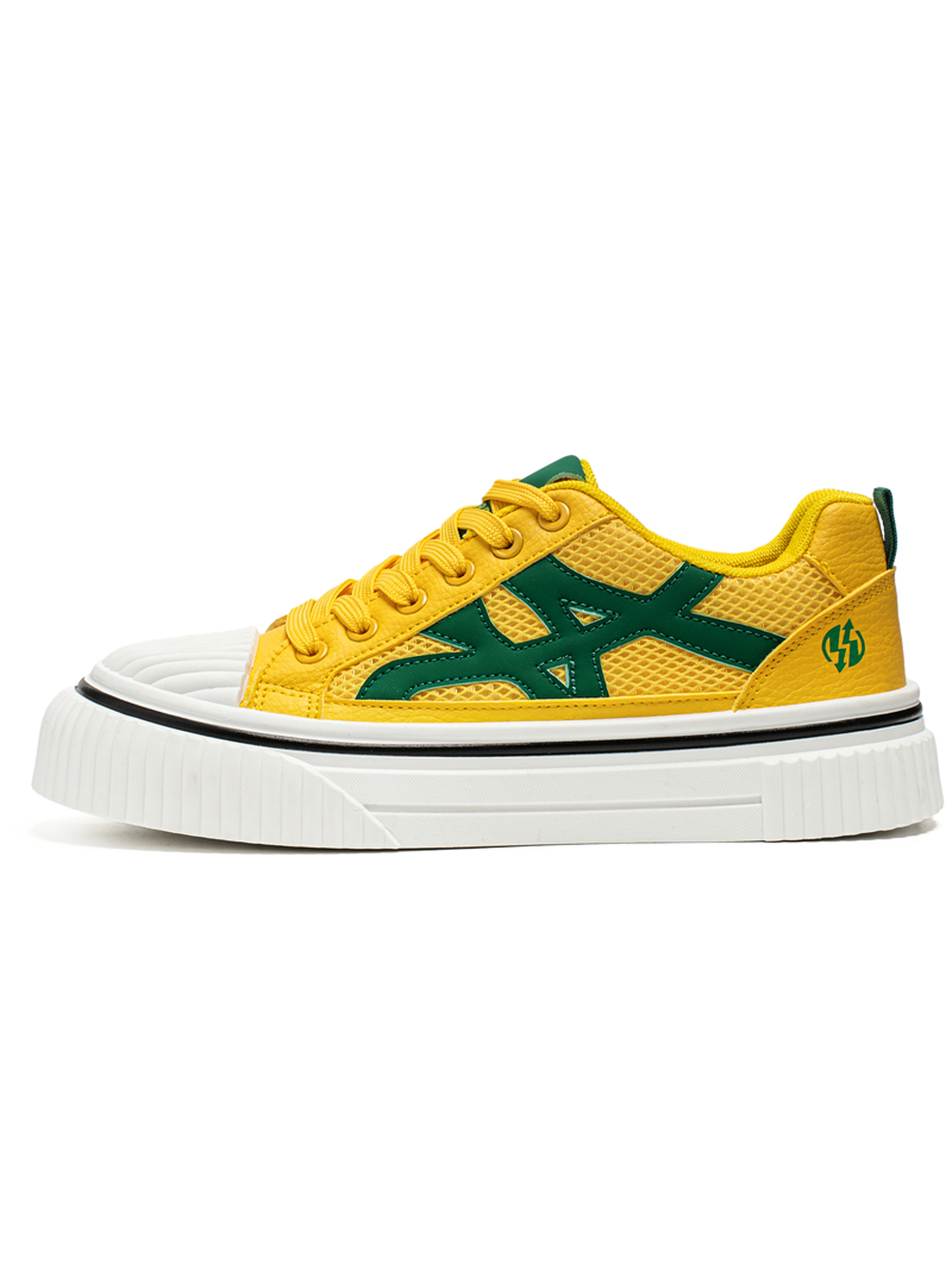 Mens Vibrant Yellow and Green Mesh Sneakers