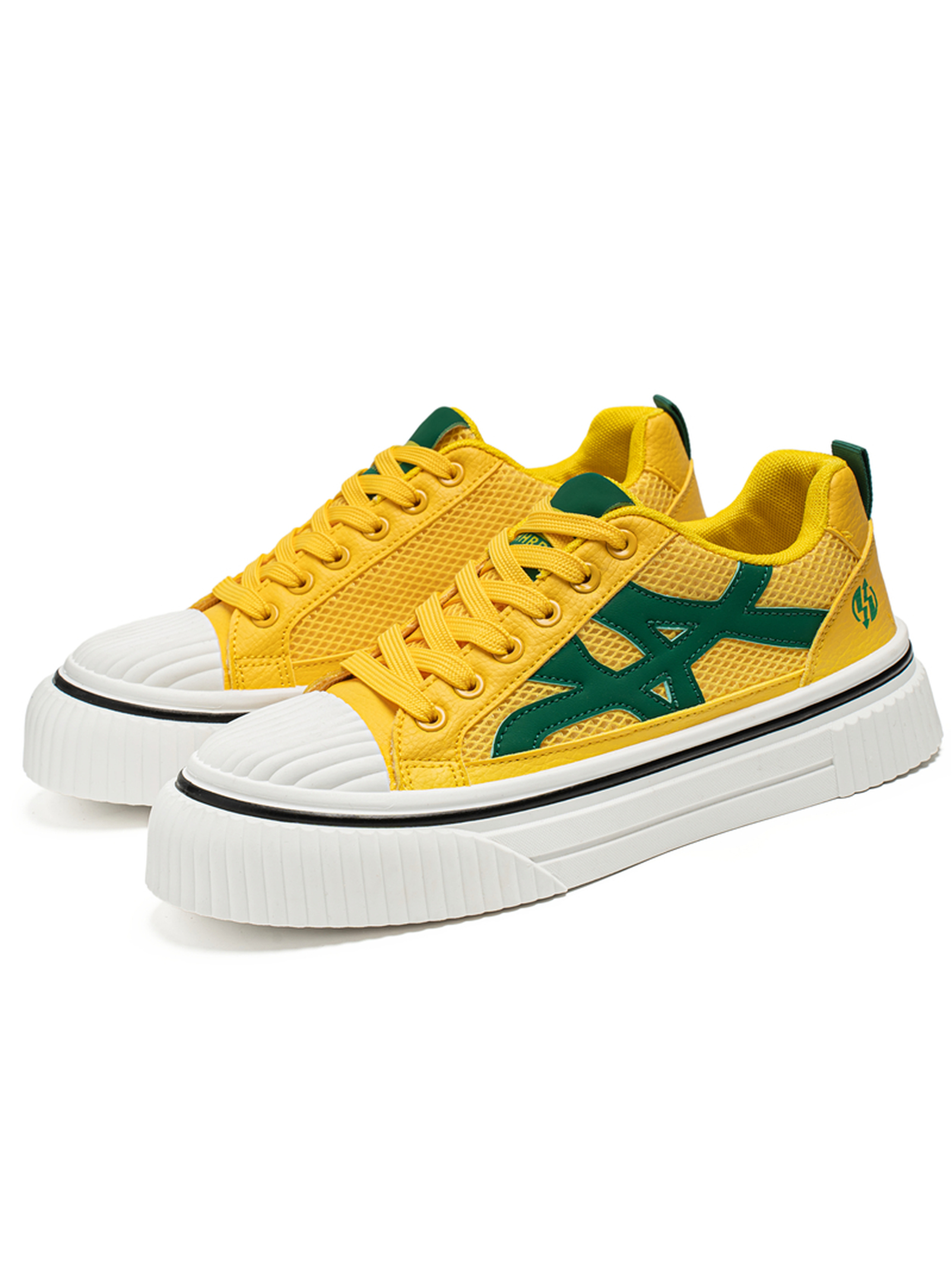 Mens Vibrant Yellow and Green Mesh Sneakers