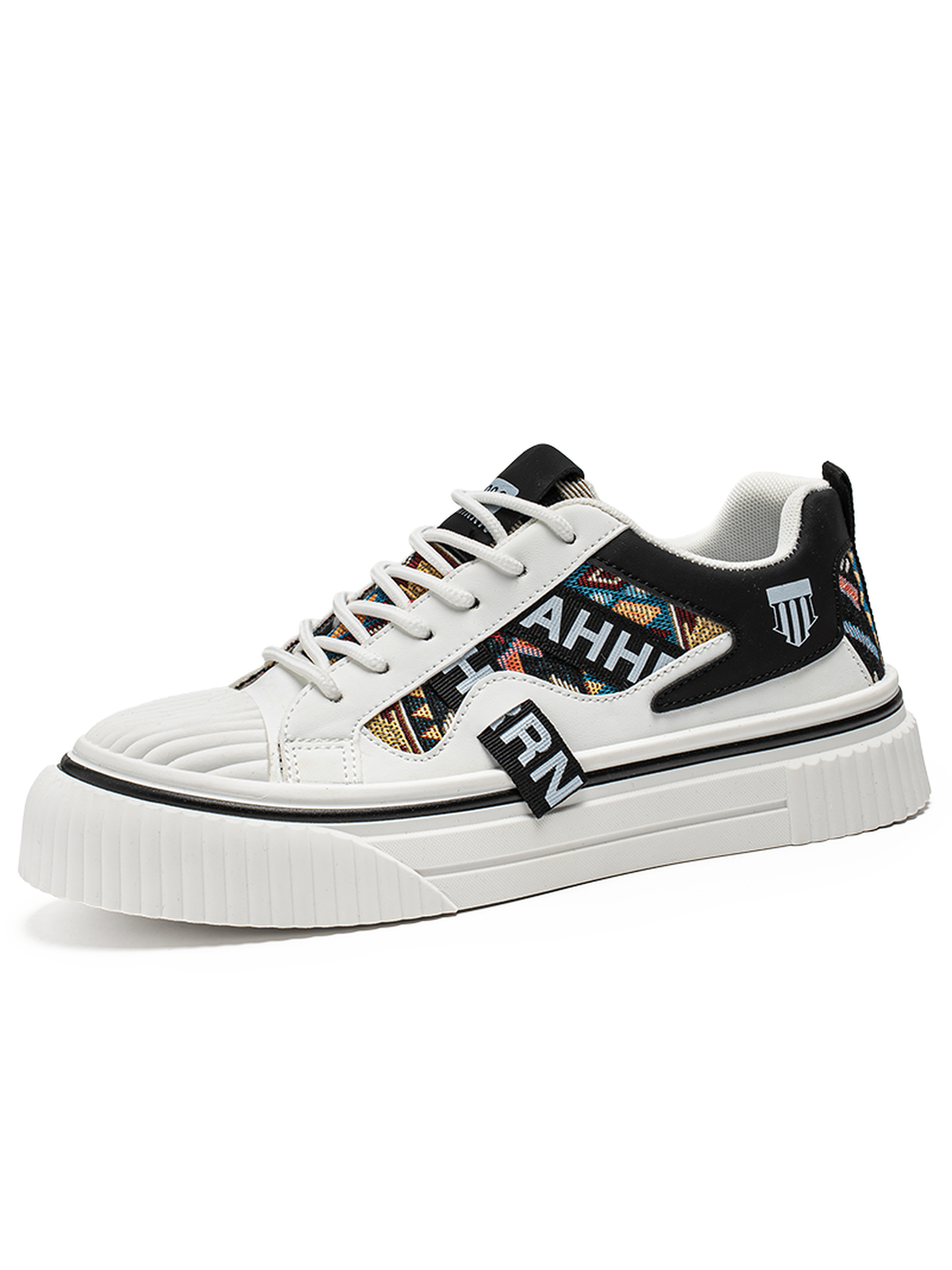 Patterned Panel Casual Sneakers