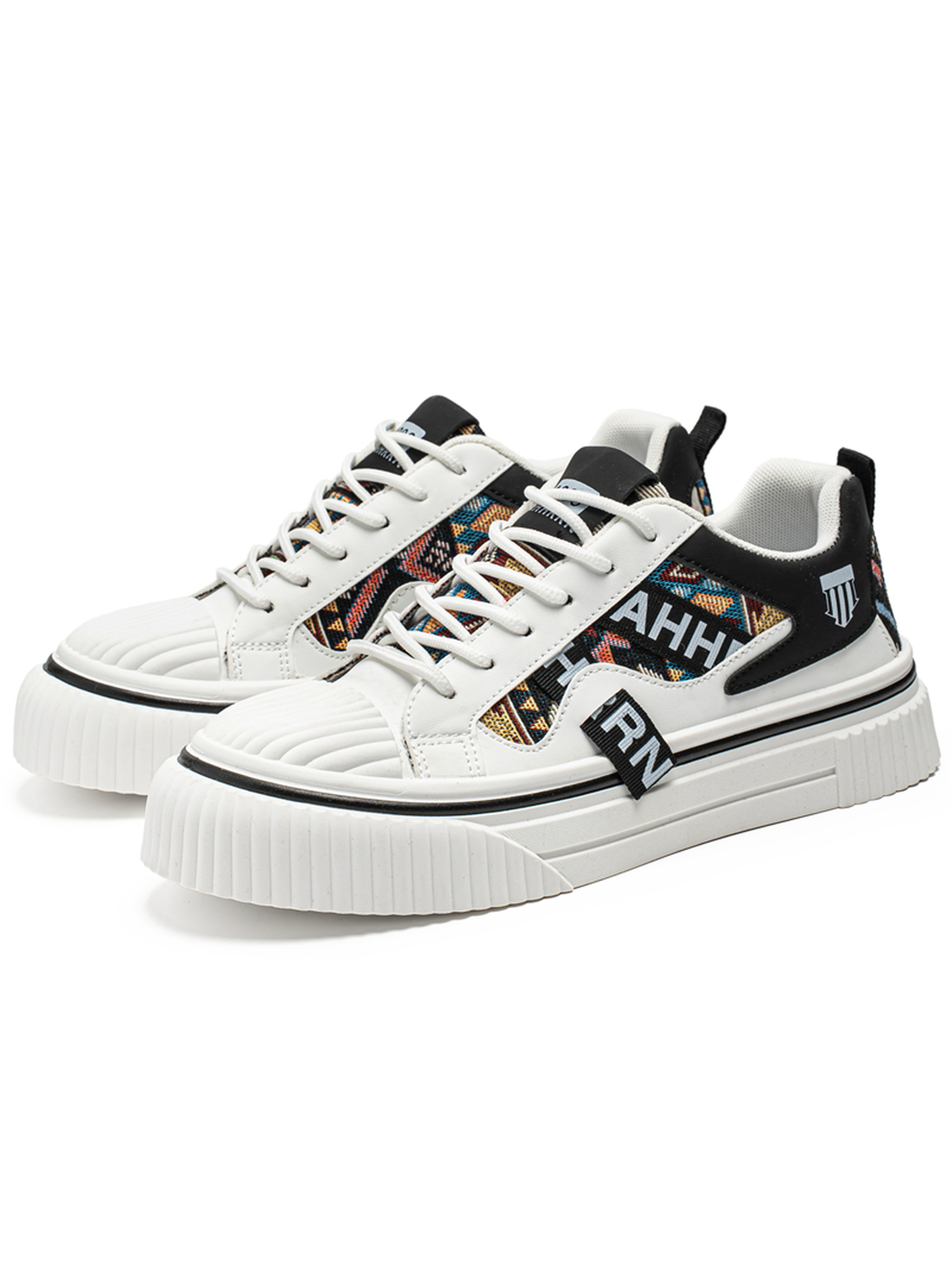 Patterned Panel Casual Sneakers