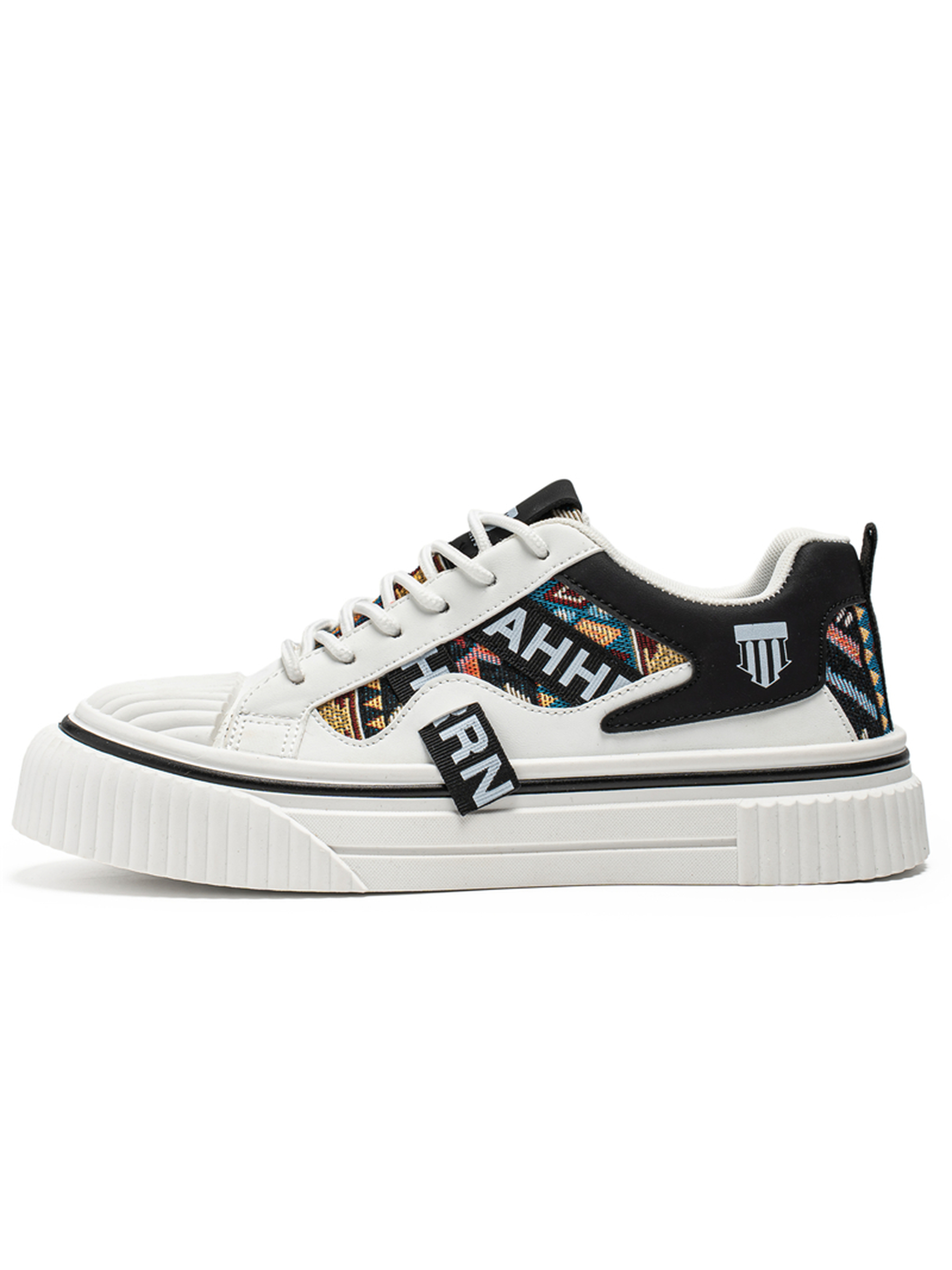 Patterned Panel Casual Sneakers
