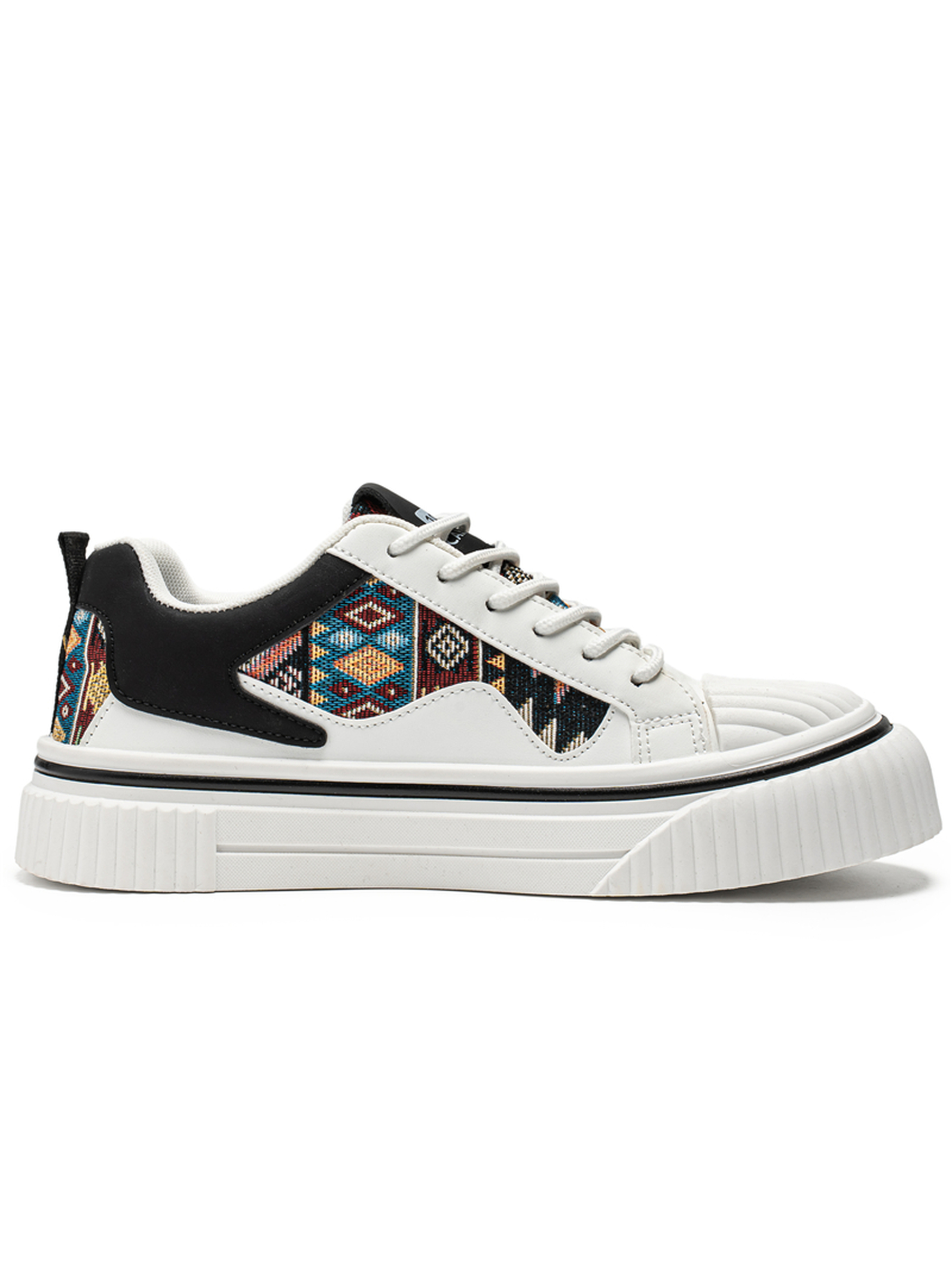 Patterned Panel Casual Sneakers