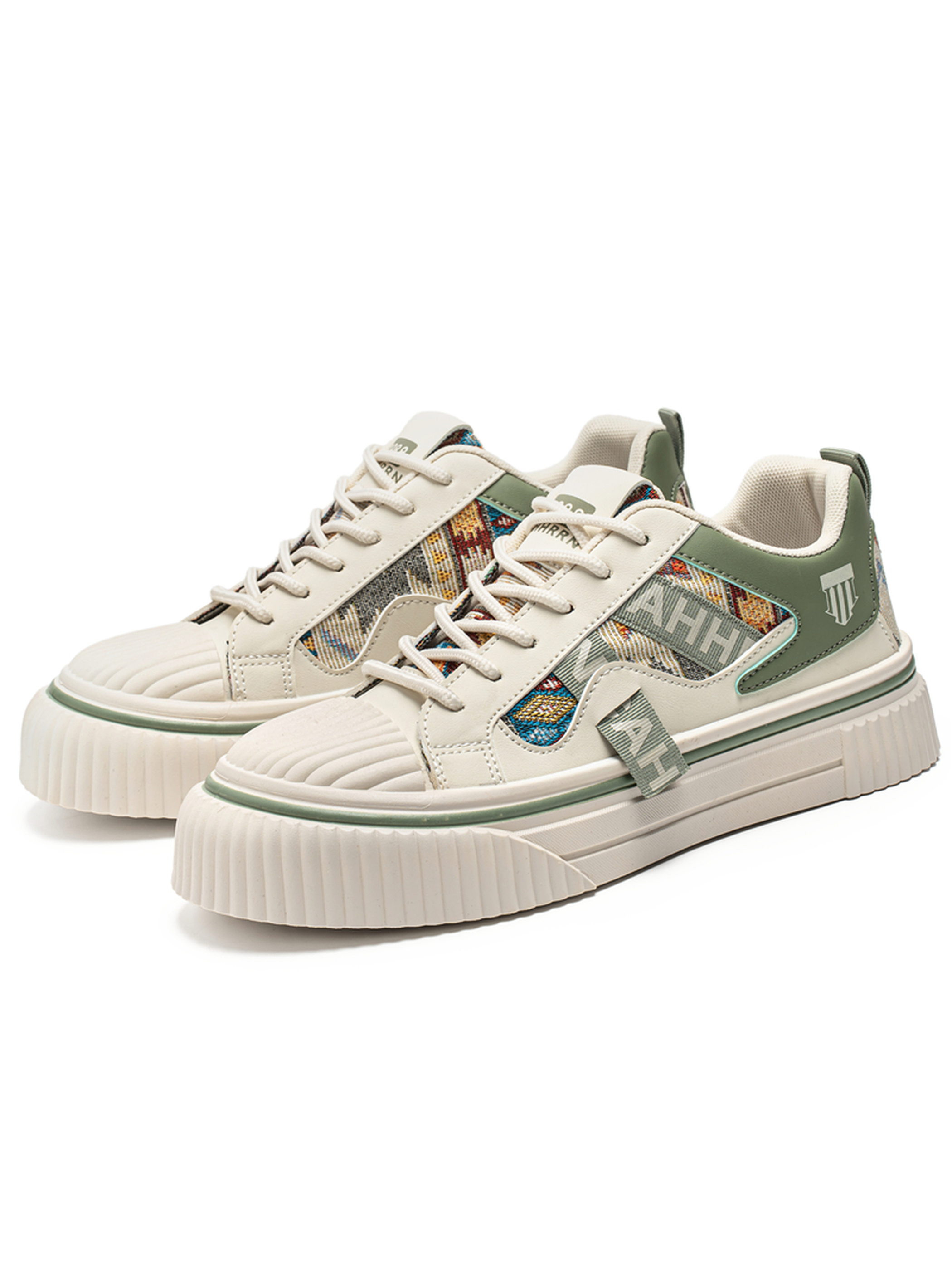 Mens Desert Green Patterned Casual Sneakers