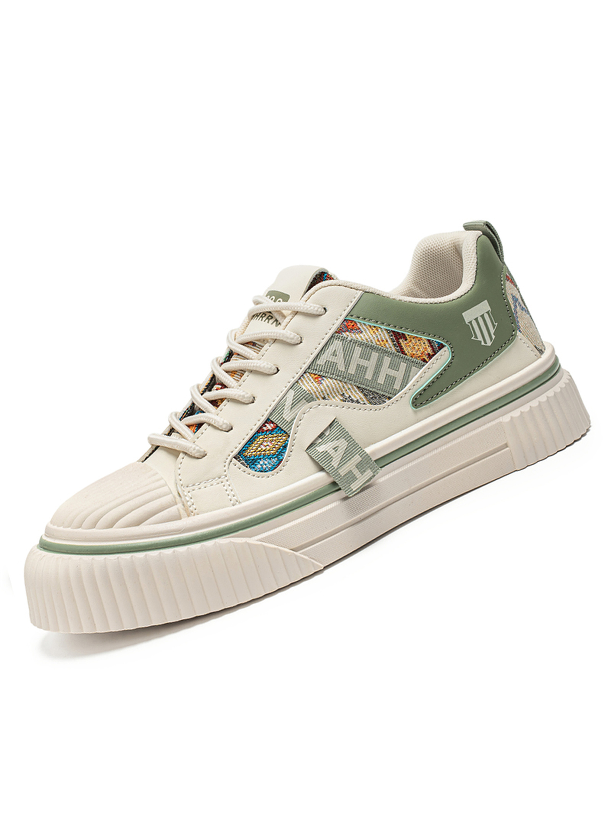 Mens Desert Green Patterned Casual Sneakers