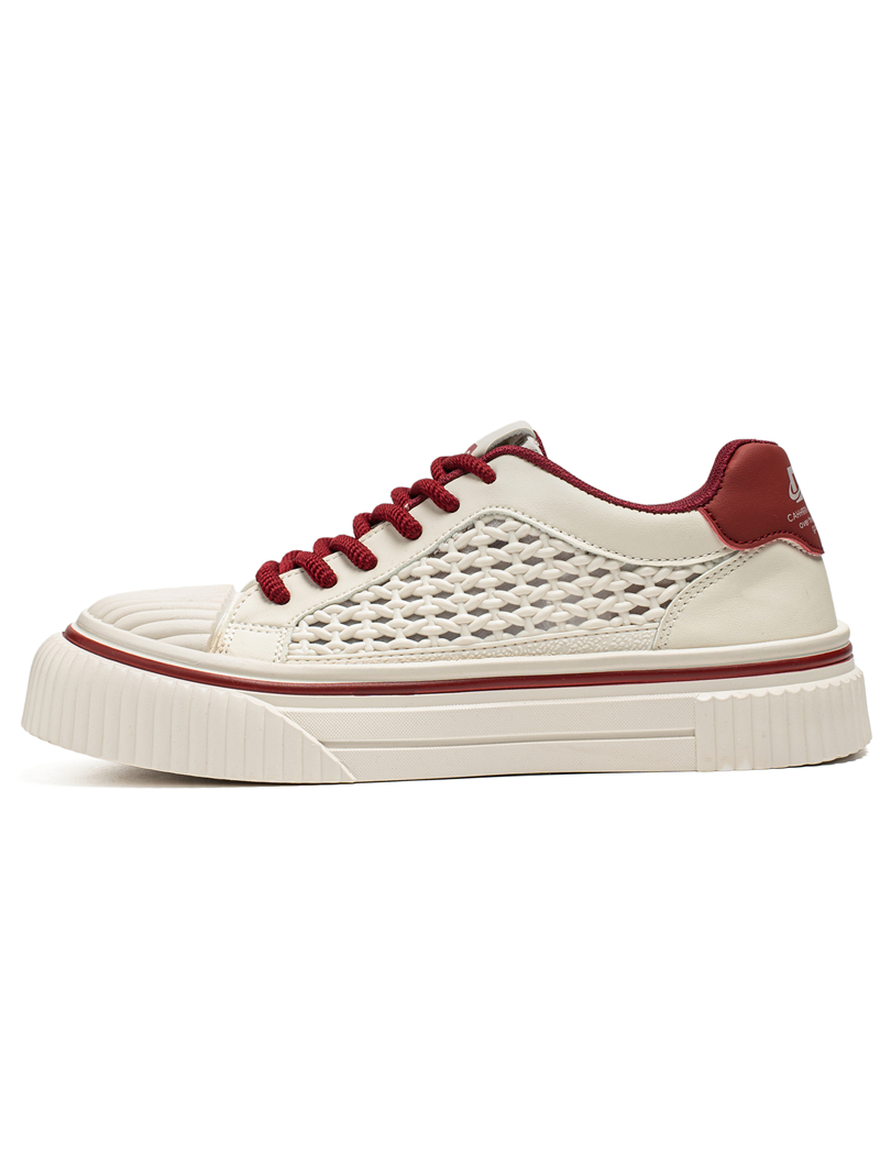 Textured Casual Shoes with Red Accents