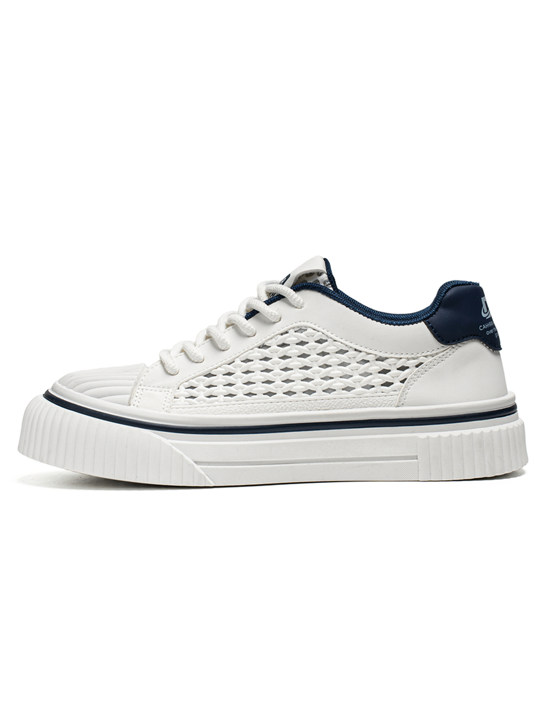 Mens White Lace Up Casual Sneakers