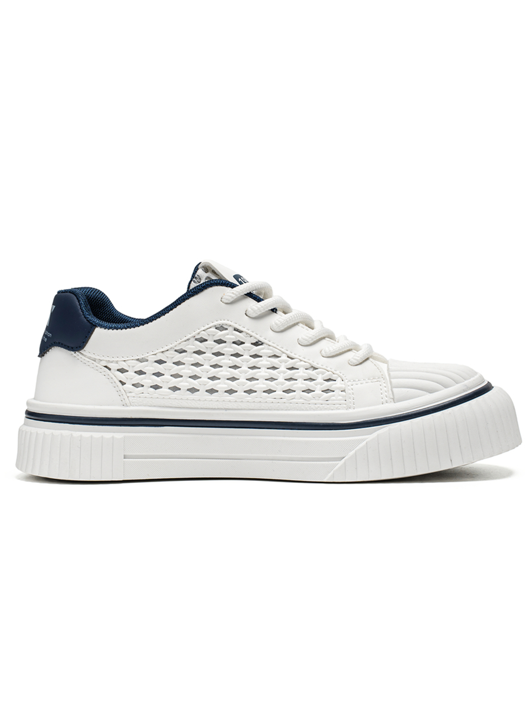 Mens White Lace Up Casual Sneakers