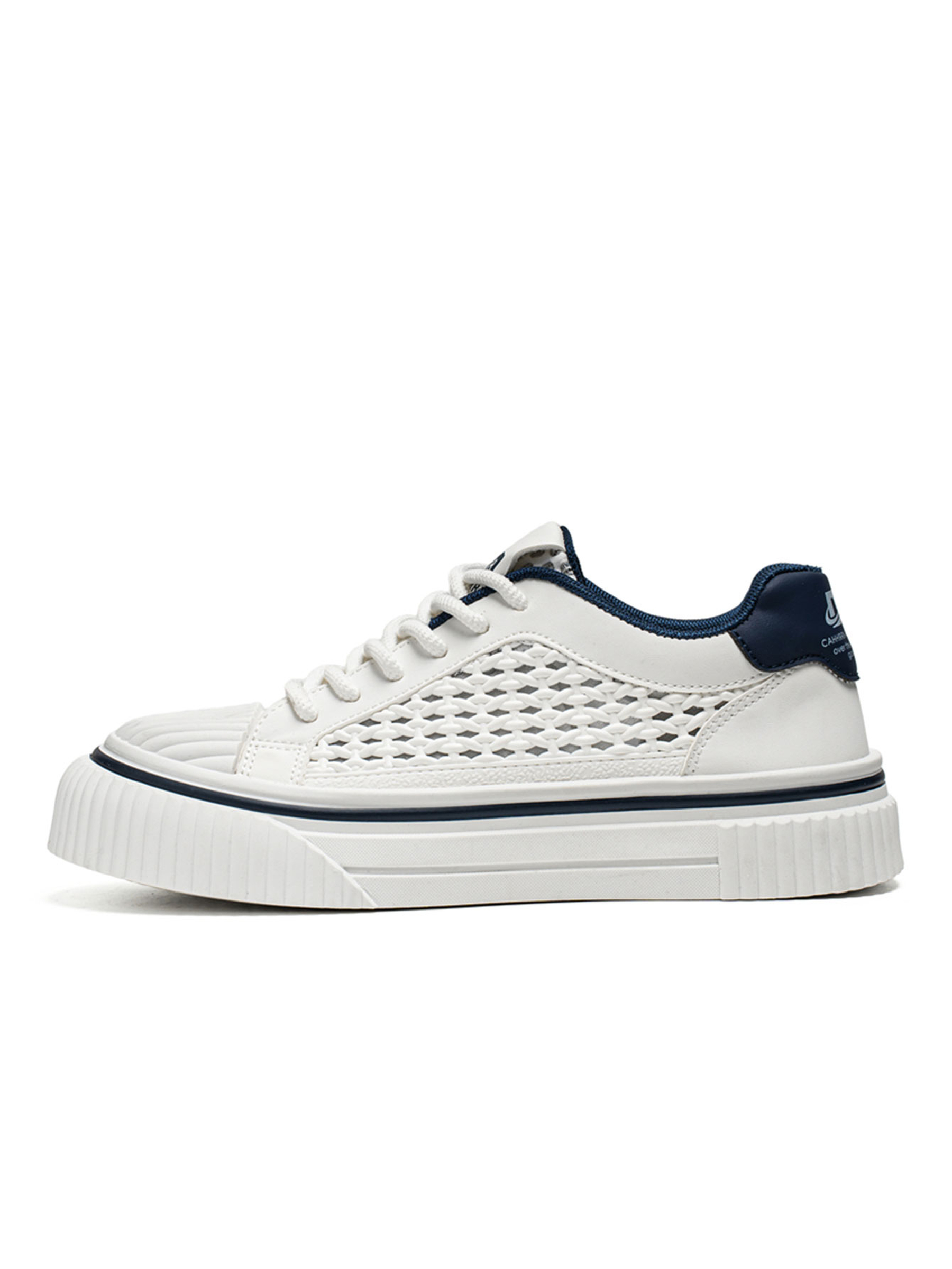 Mens White Lace Up Casual Sneakers
